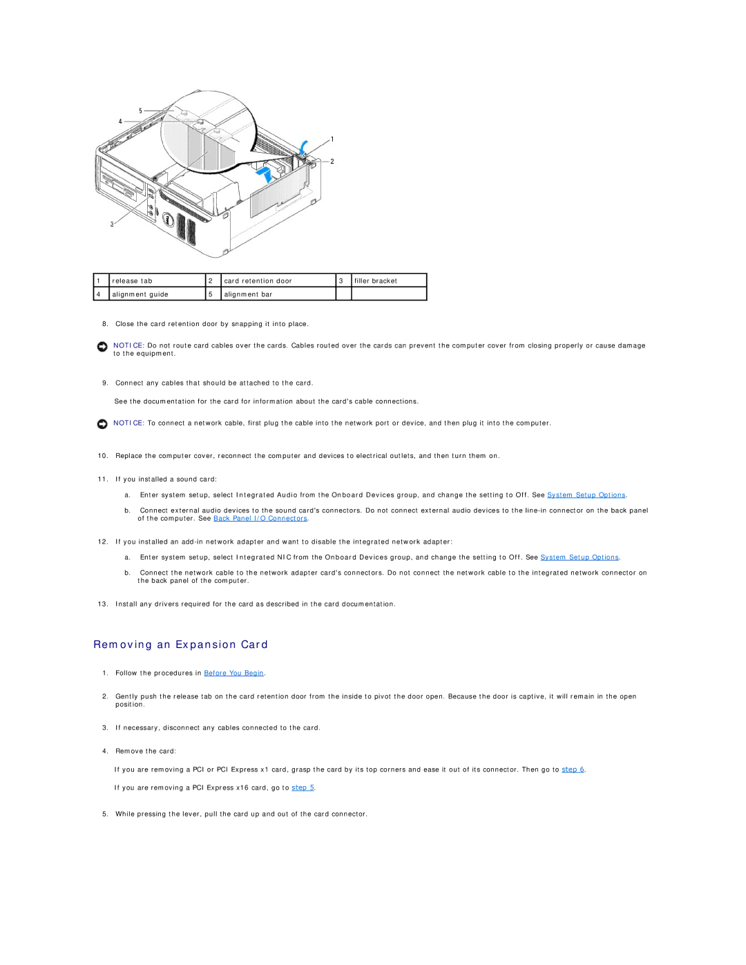 Dell C521 specifications Removing an Expansion Card 