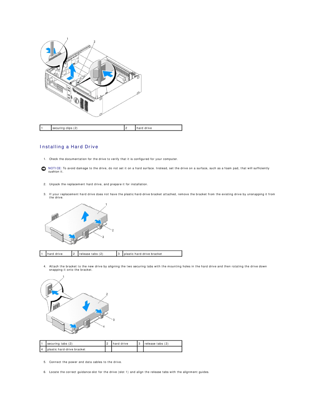 Dell C521 specifications Installing a Hard Drive 