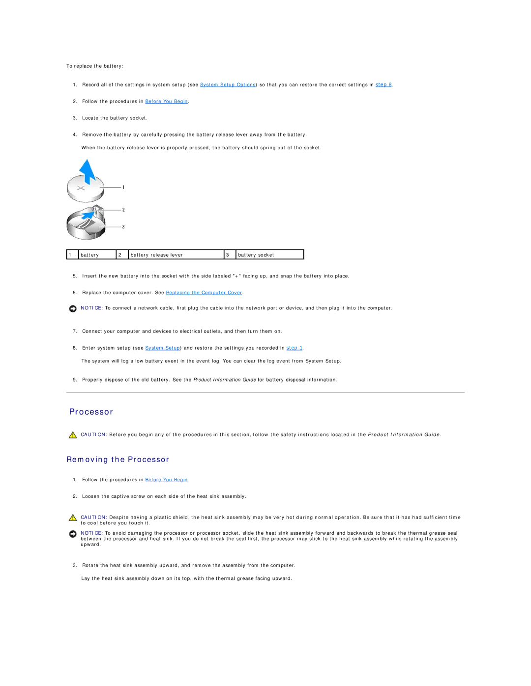 Dell C521 specifications Removing the Processor 