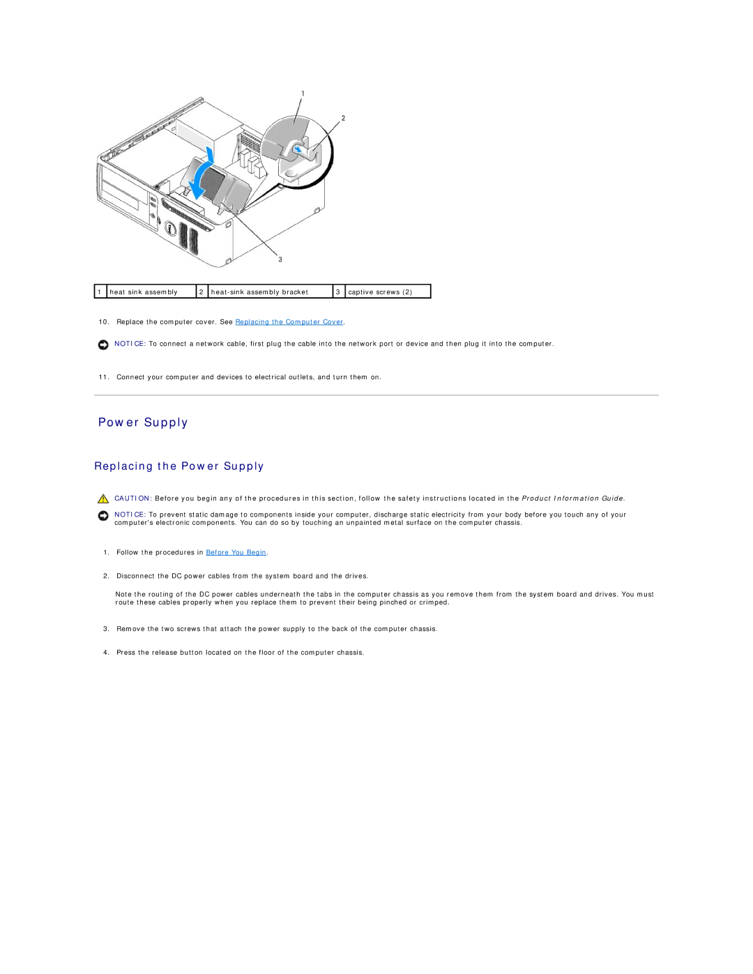 Dell C521 specifications Replacing the Power Supply 