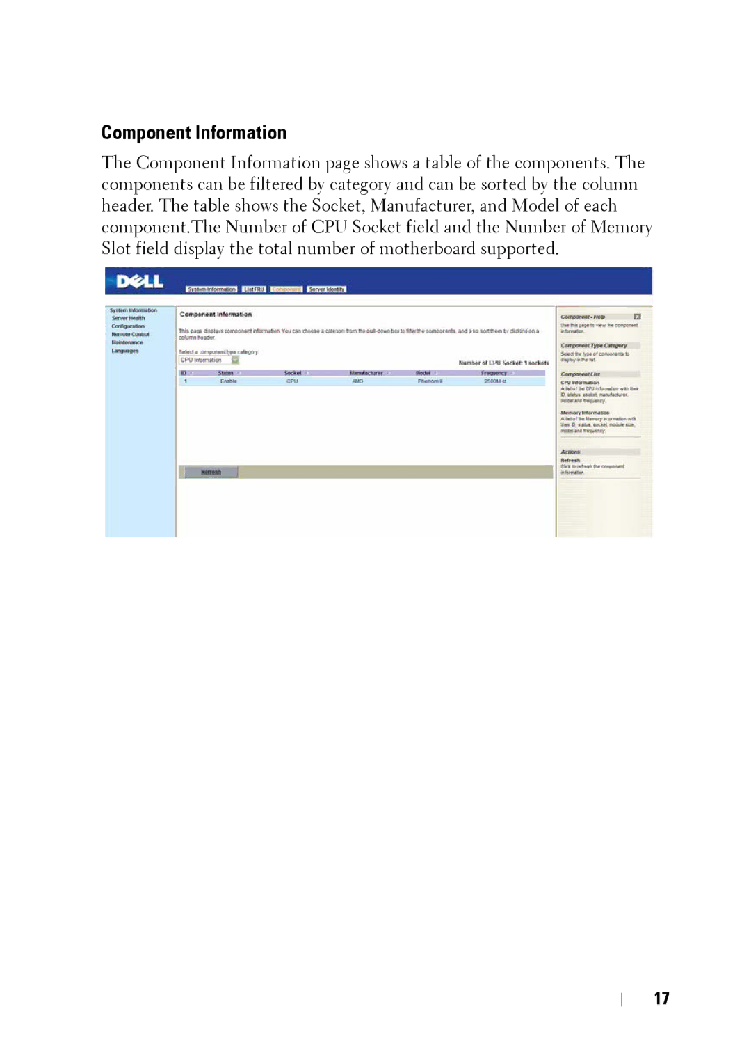 Dell C5220 manual Component Information 