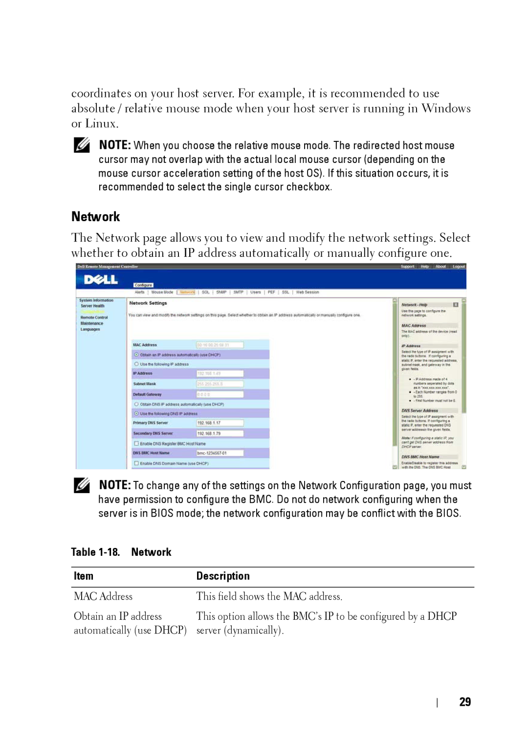 Dell C5220 manual Network Description 