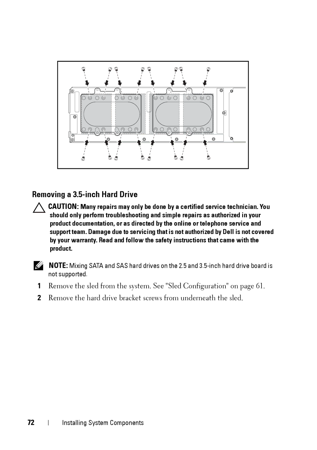 Dell C5220 owner manual Removing a 3.5-inch Hard Drive 