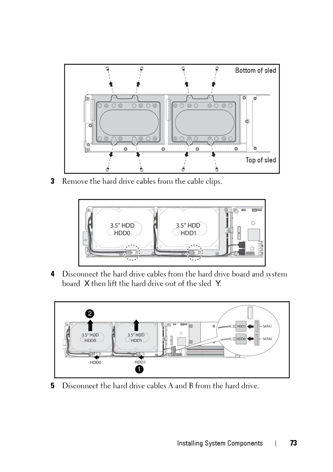 Dell C5220 owner manual Remove the hard drive cables from the cable clips 