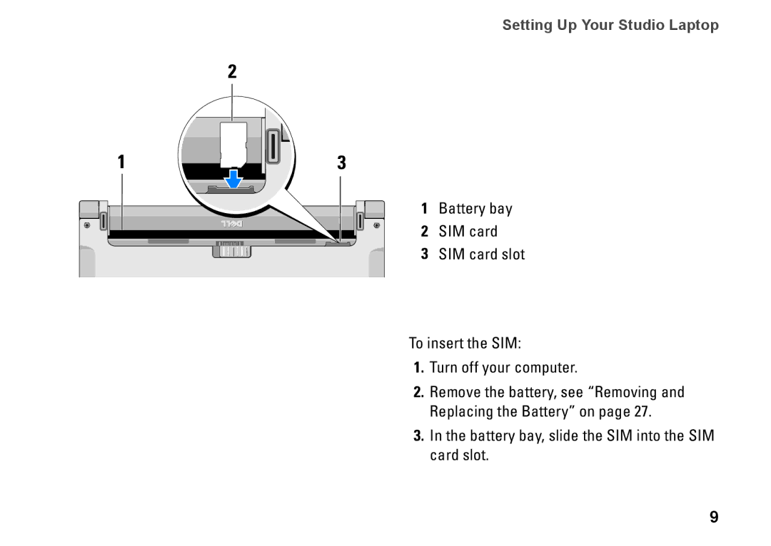 Dell 0C547MA00, PP40L setup guide Setting Up Your Studio Laptop 