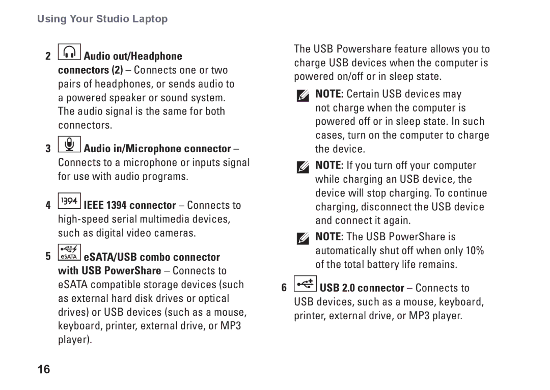 Dell PP40L, 0C547MA00 setup guide Using Your Studio Laptop 