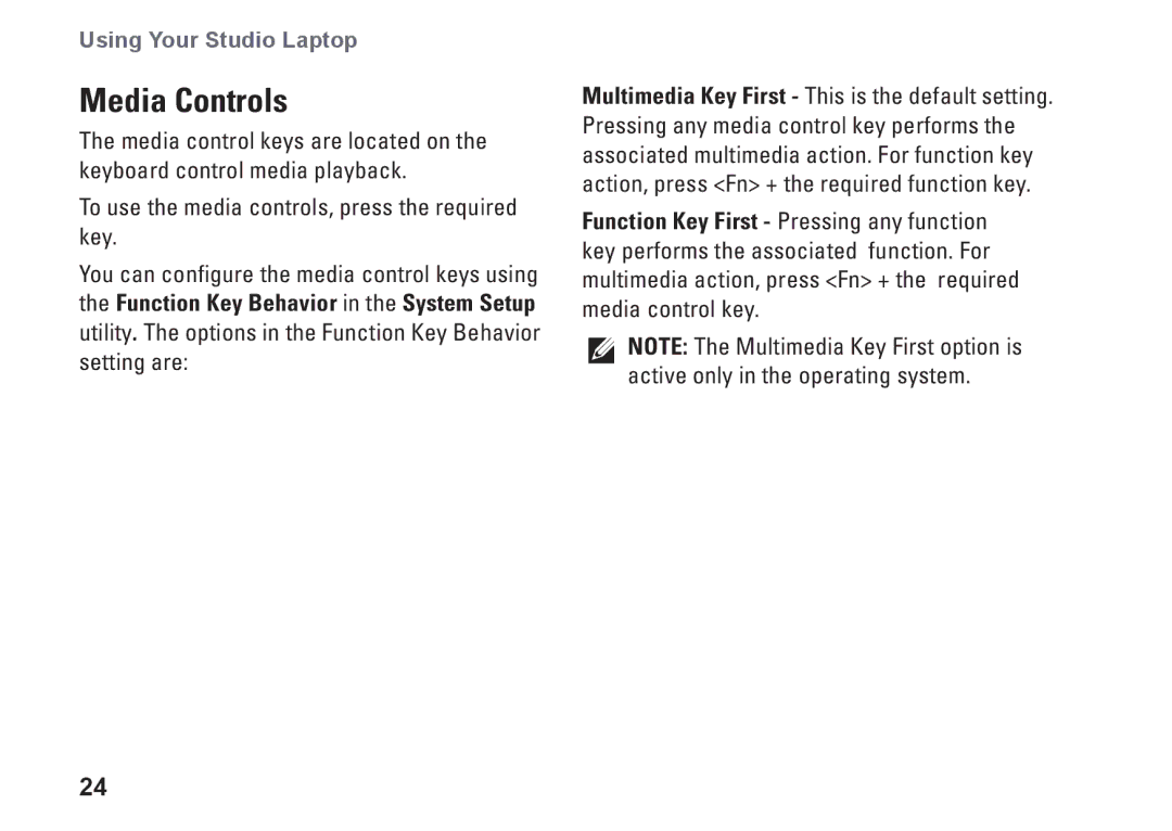 Dell 0C547MA00, PP40L setup guide Media Controls 