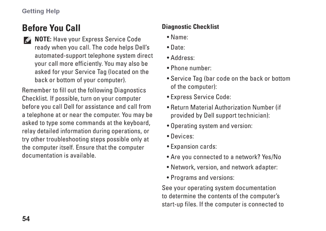 Dell 0C547MA00, PP40L setup guide Before You Call, Diagnostic Checklist 