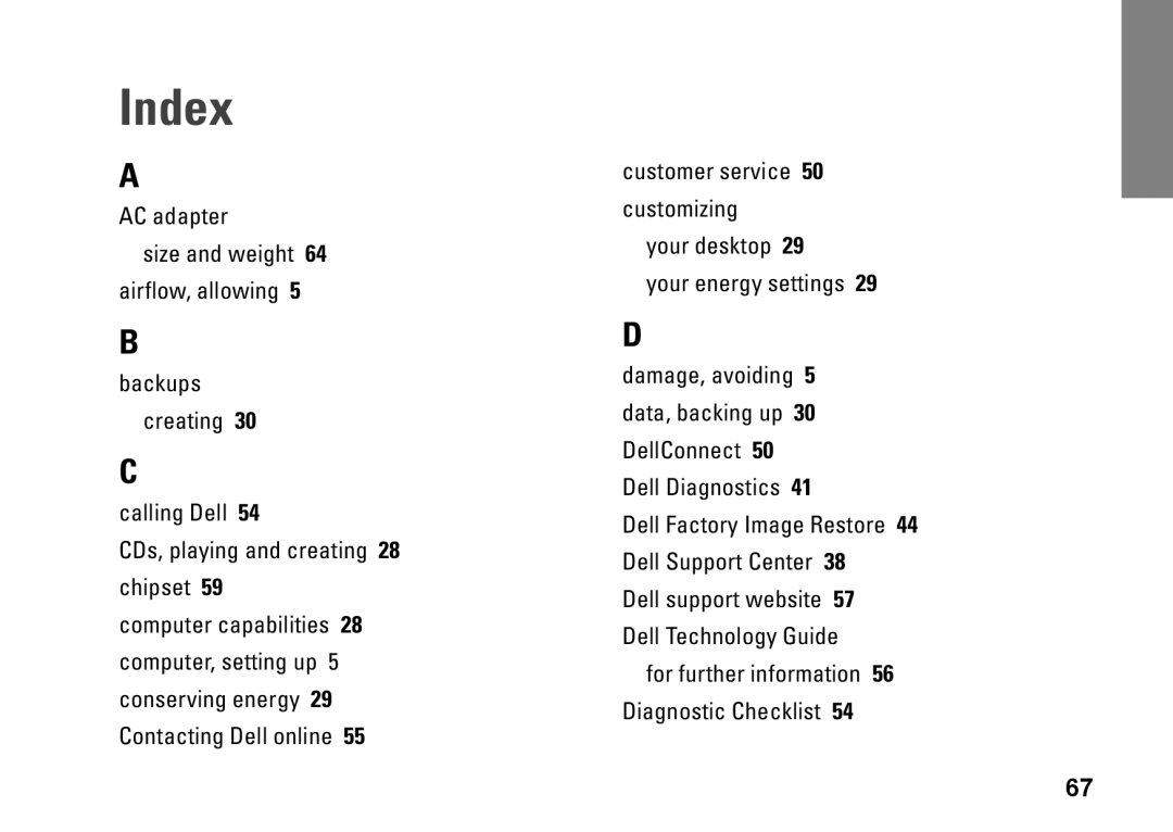 Dell PP40L, 0C547MA00 setup guide Index 