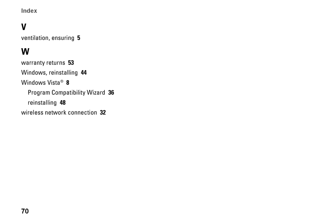 Dell PP40L, 0C547MA00 setup guide Index 