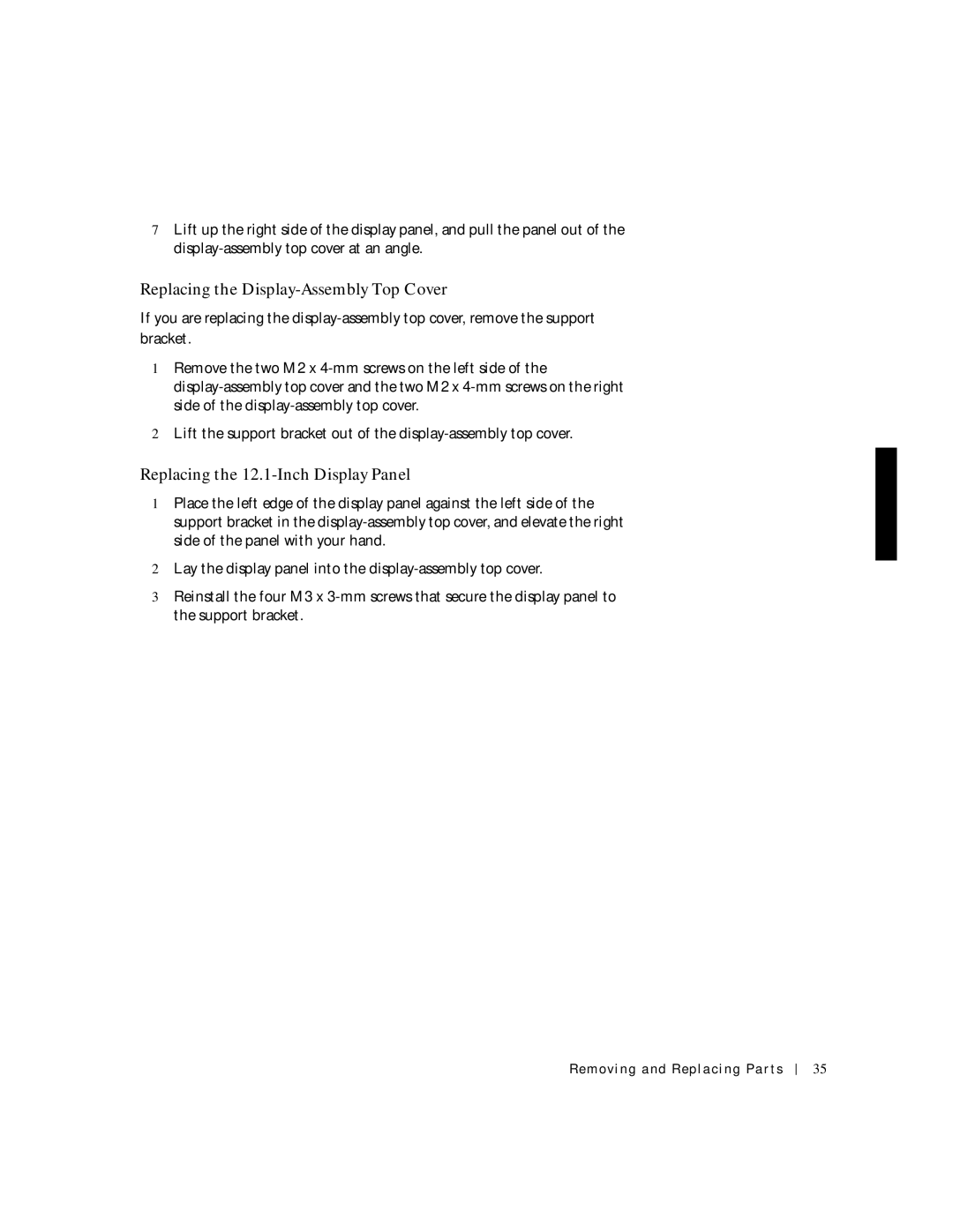 Dell C600 service manual Replacing the Display-Assembly Top Cover, Replacing the 12.1-Inch Display Panel 