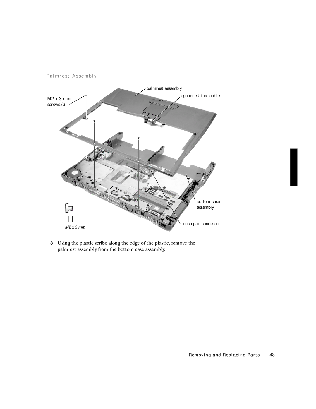 Dell C600 service manual Pa l m r e s t a s s e m b l y 