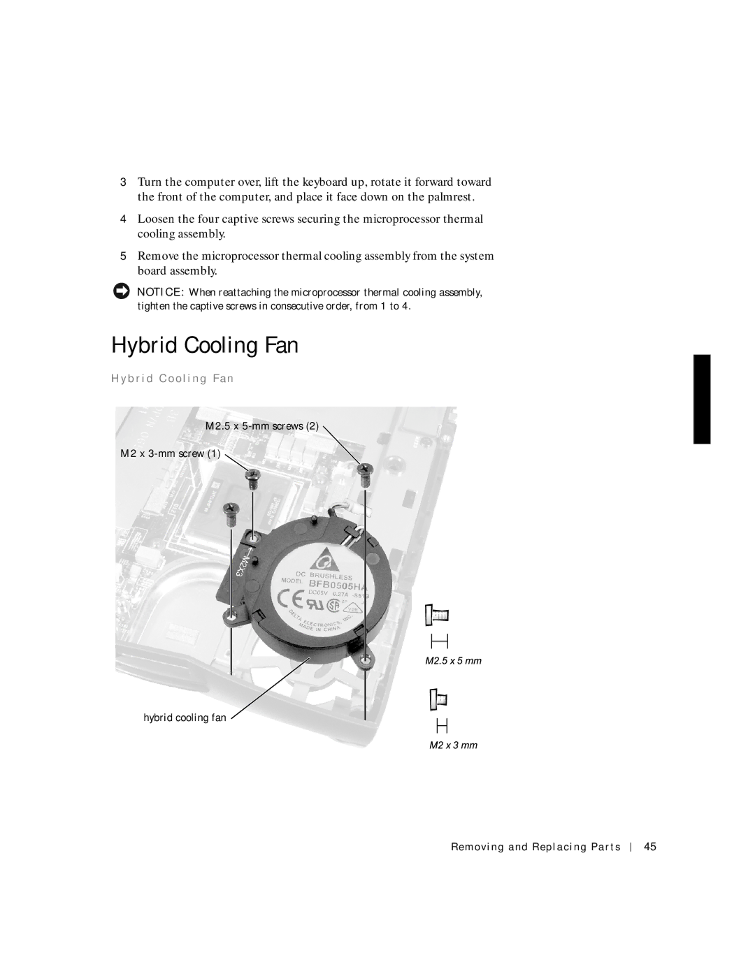 Dell C600 service manual Hybrid Cooling Fan, B r i d C o o l i n g Fa n 