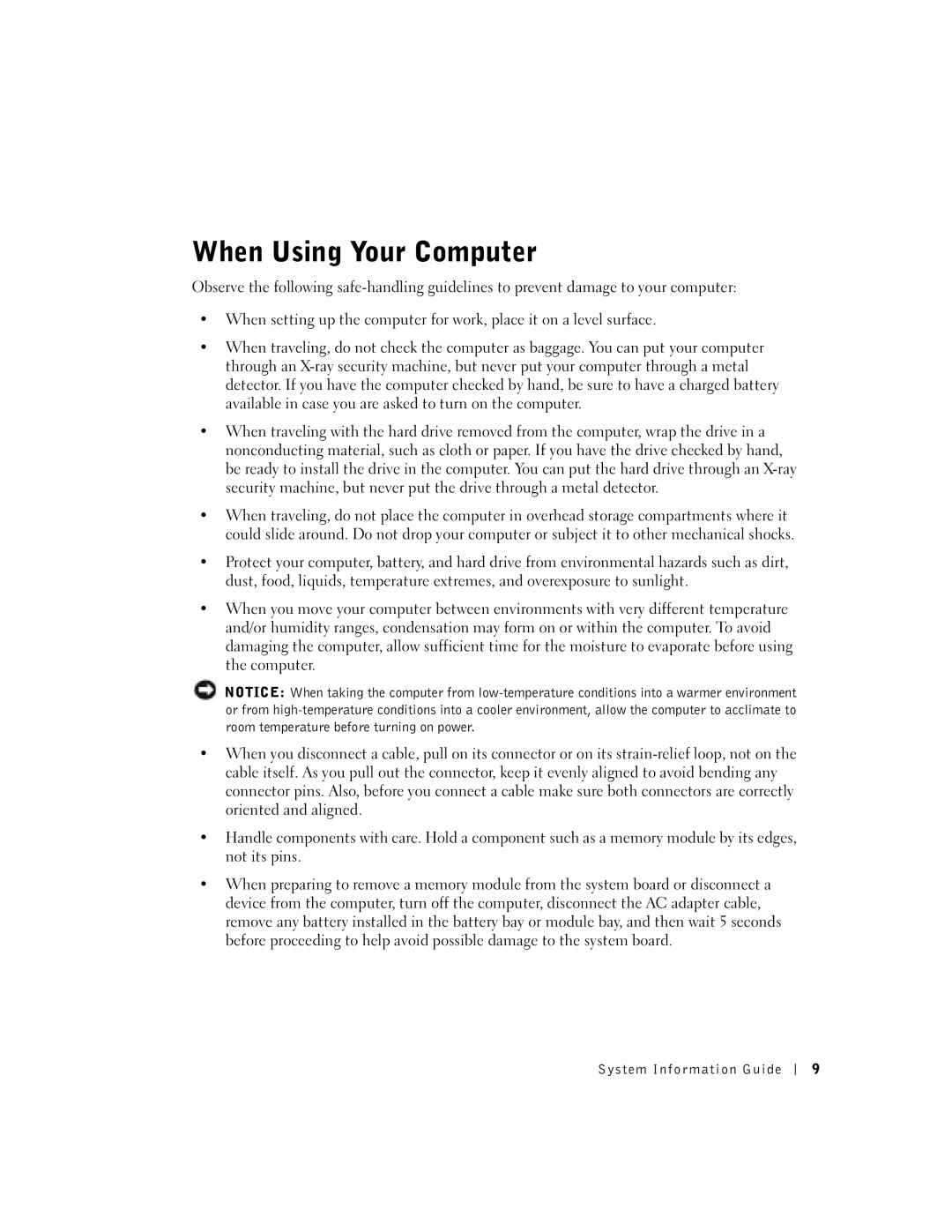 Dell C510, C610 manual When Using Your Computer 