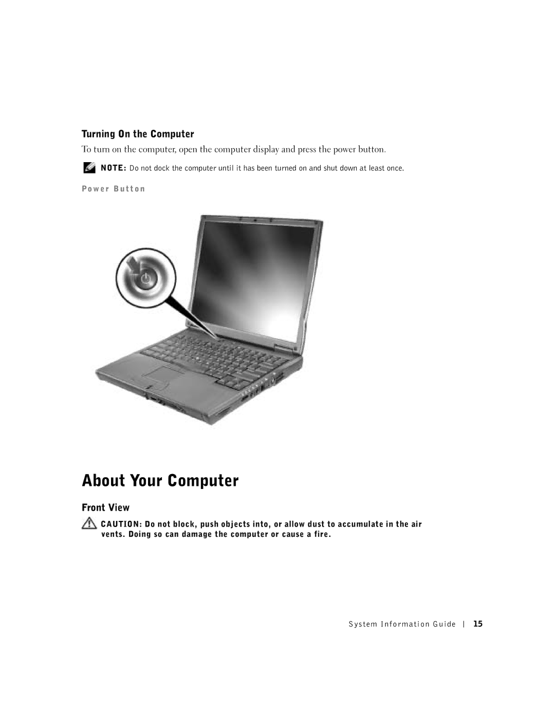 Dell C510, C610 manual About Your Computer, Turning On the Computer, Front View 