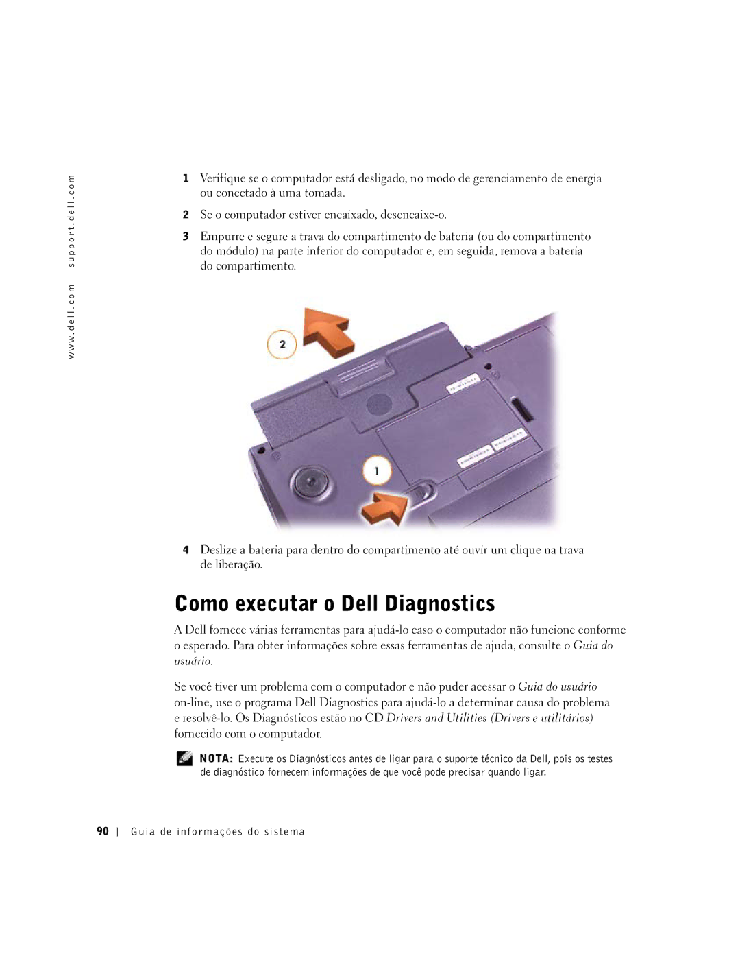 Dell C610, C510 manual Como executar o Dell Diagnostics 