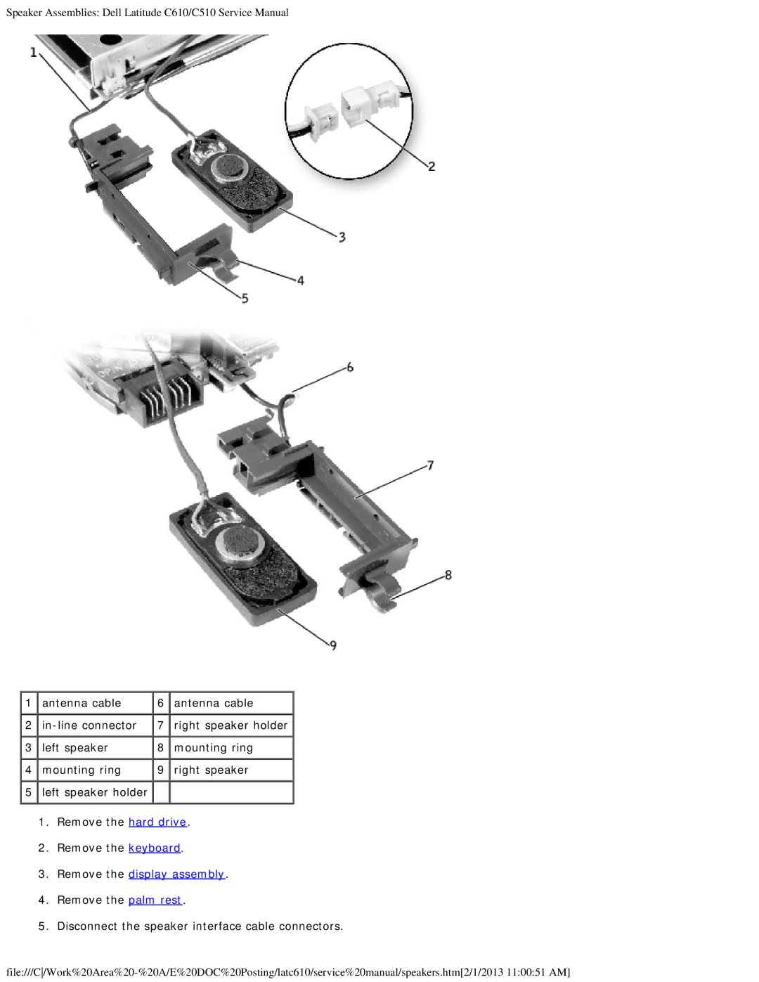 Dell C610, C510 manual Antenna cable In-line connector 