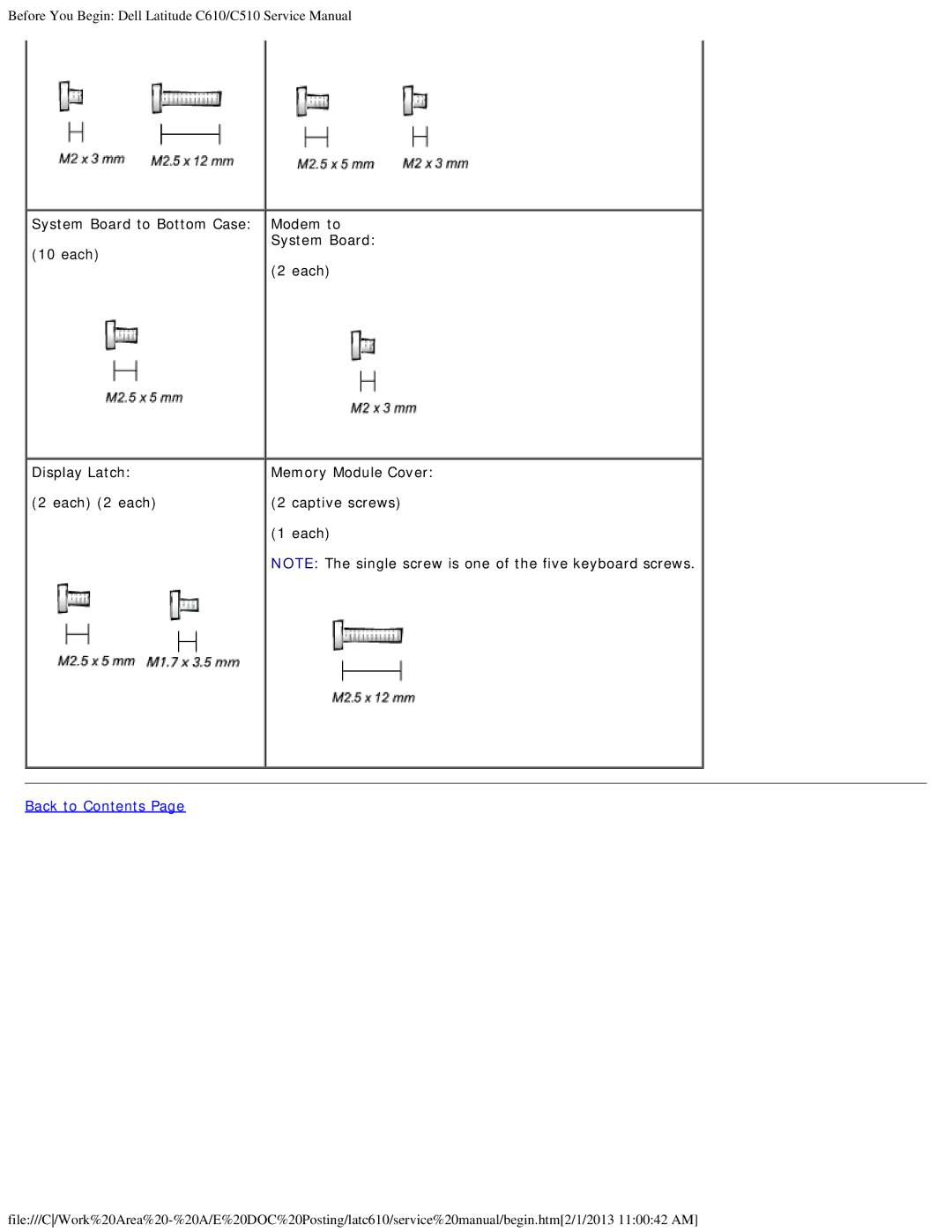 Dell C510, C610 manual Back to Contents 