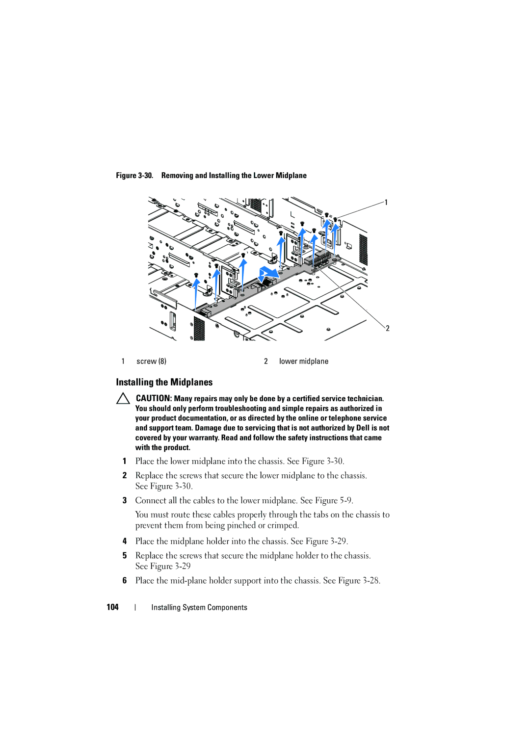 Dell C6100 owner manual Installing the Midplanes 