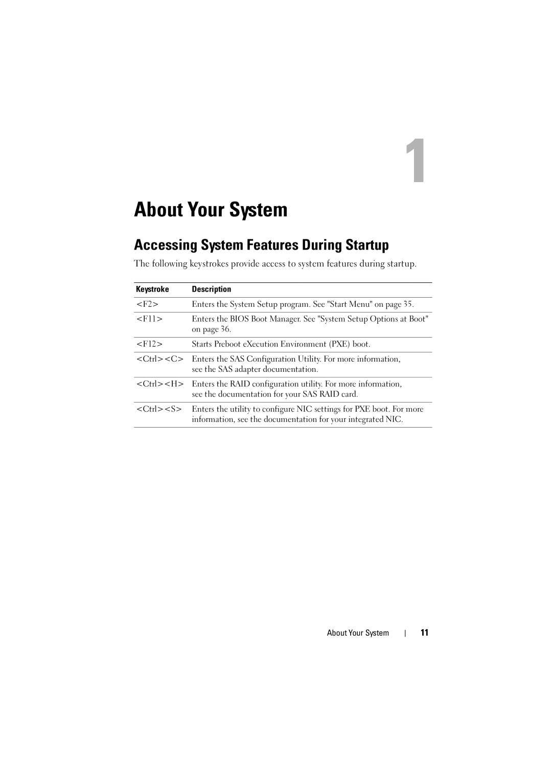 Dell C6100 owner manual About Your System, Accessing System Features During Startup 