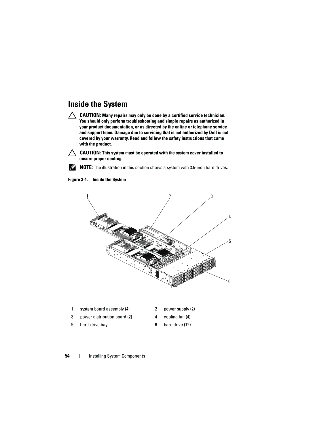 Dell C6100 owner manual Inside the System System board assembly 