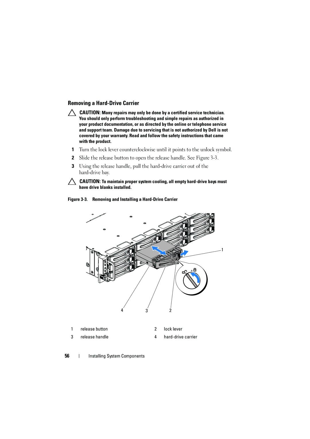 Dell C6100 owner manual Removing a Hard-Drive Carrier 