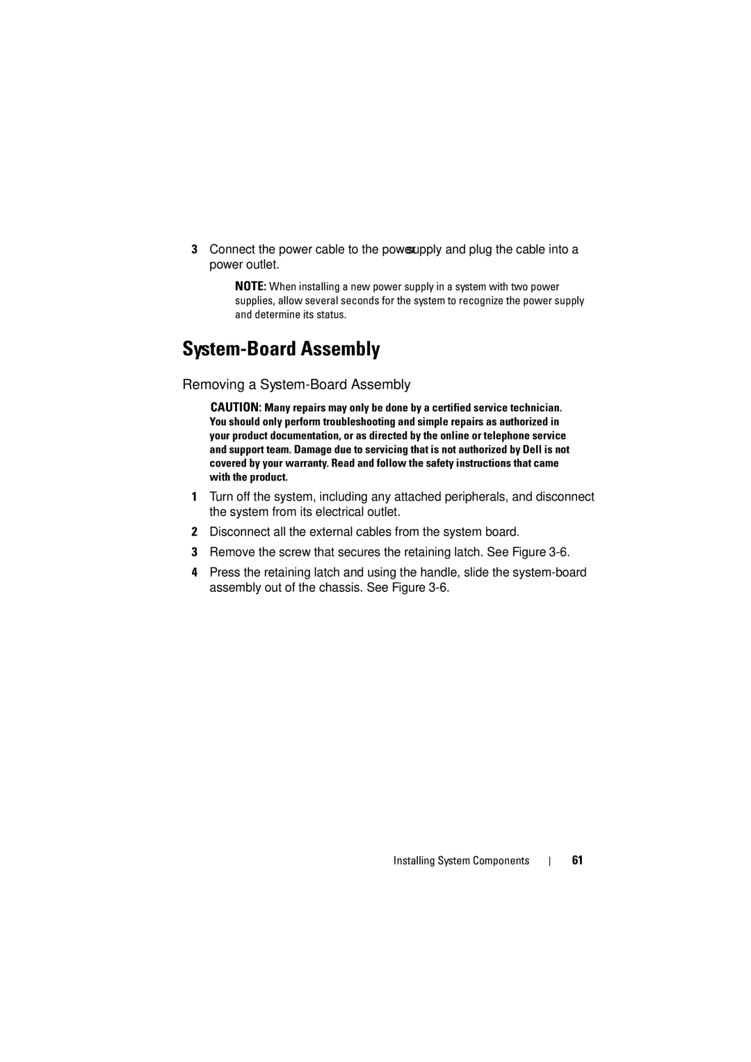 Dell C6100 owner manual Removing a System-Board Assembly 