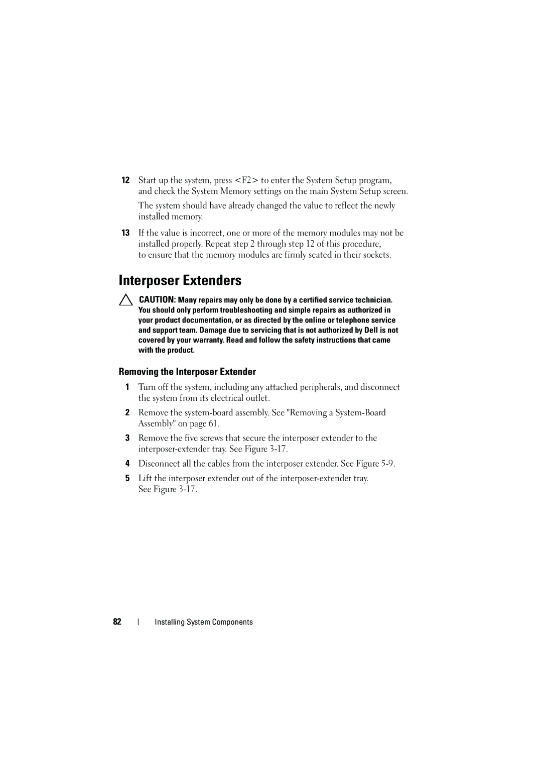 Dell C6100 owner manual Interposer Extenders, Removing the Interposer Extender 