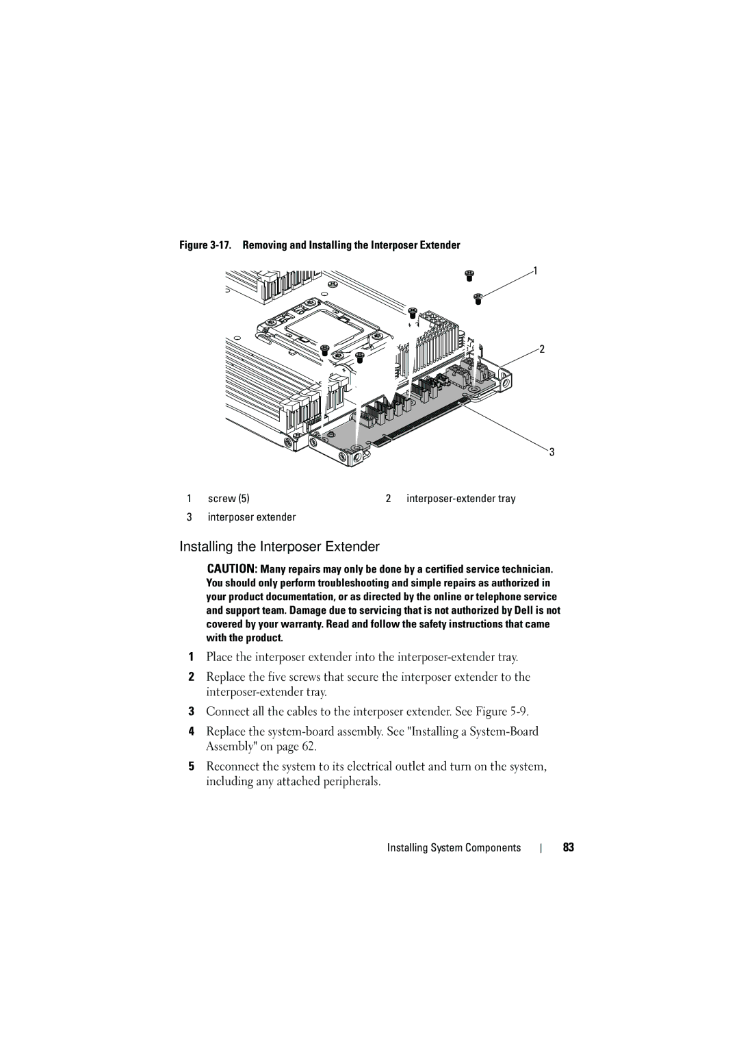 Dell C6100 owner manual Installing the Interposer Extender 