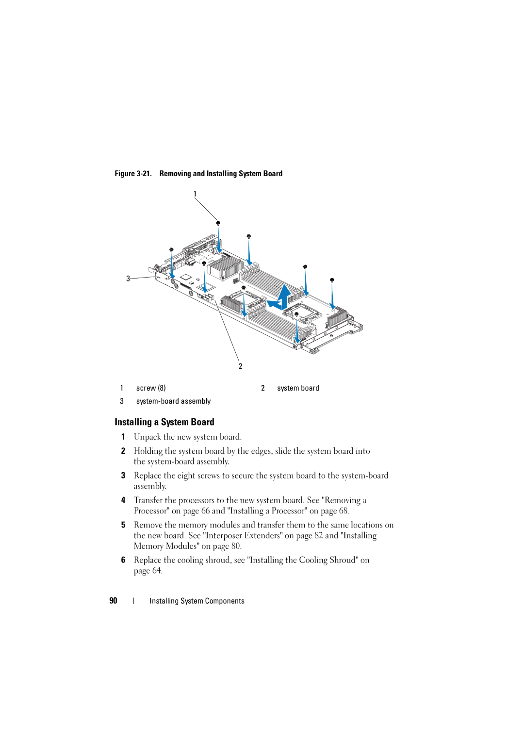 Dell C6100 owner manual Installing a System Board, Removing and Installing System Board Screw 