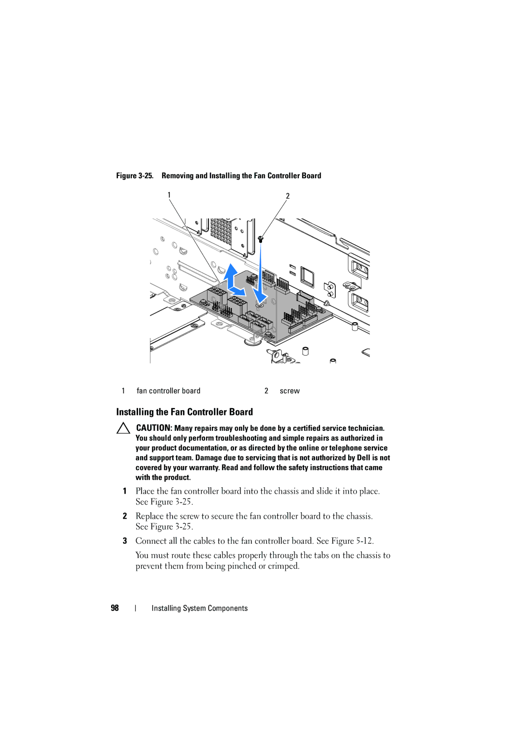 Dell C6100 owner manual Installing the Fan Controller Board 