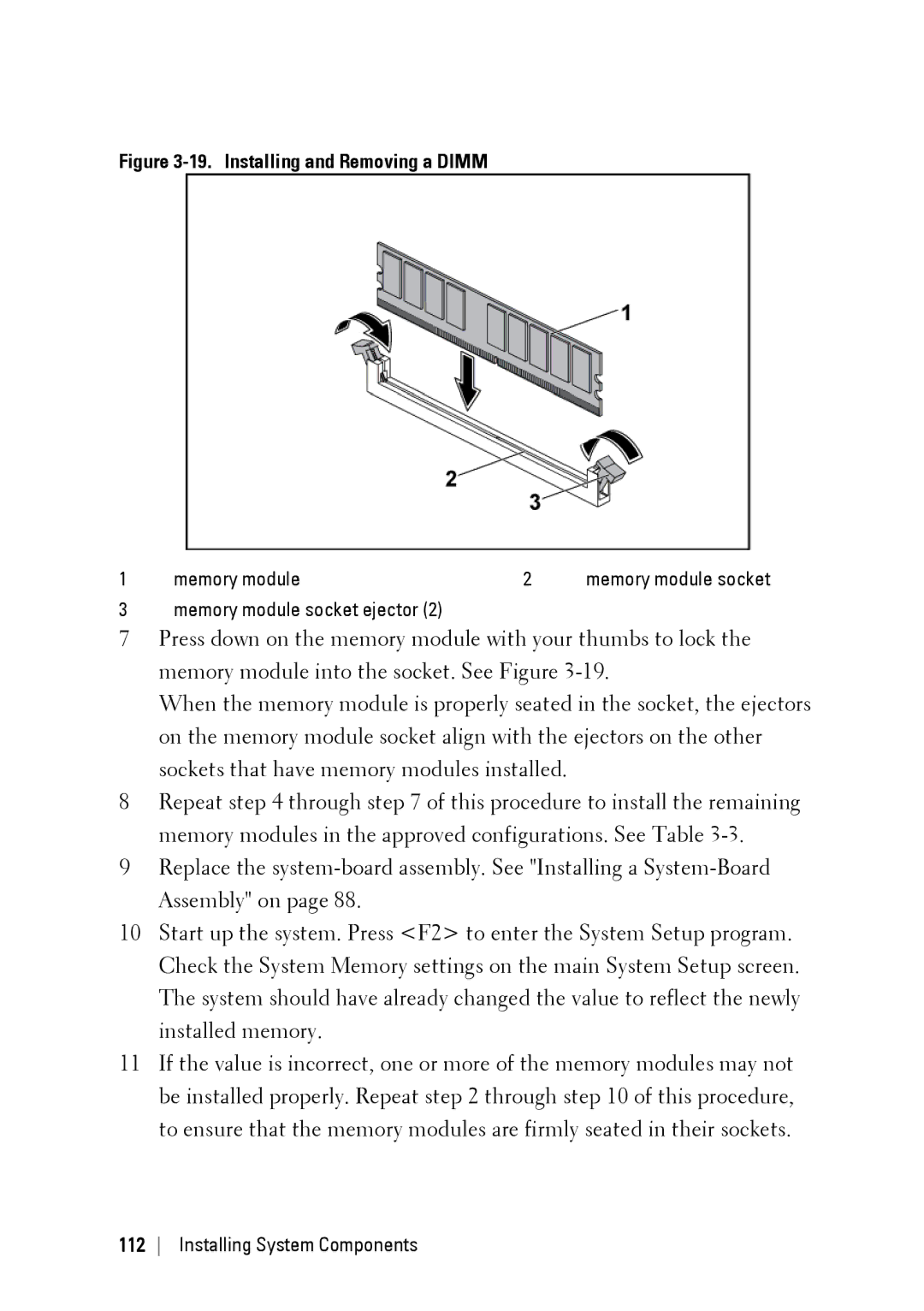 Dell C6145 manual Installing and Removing a Dimm 