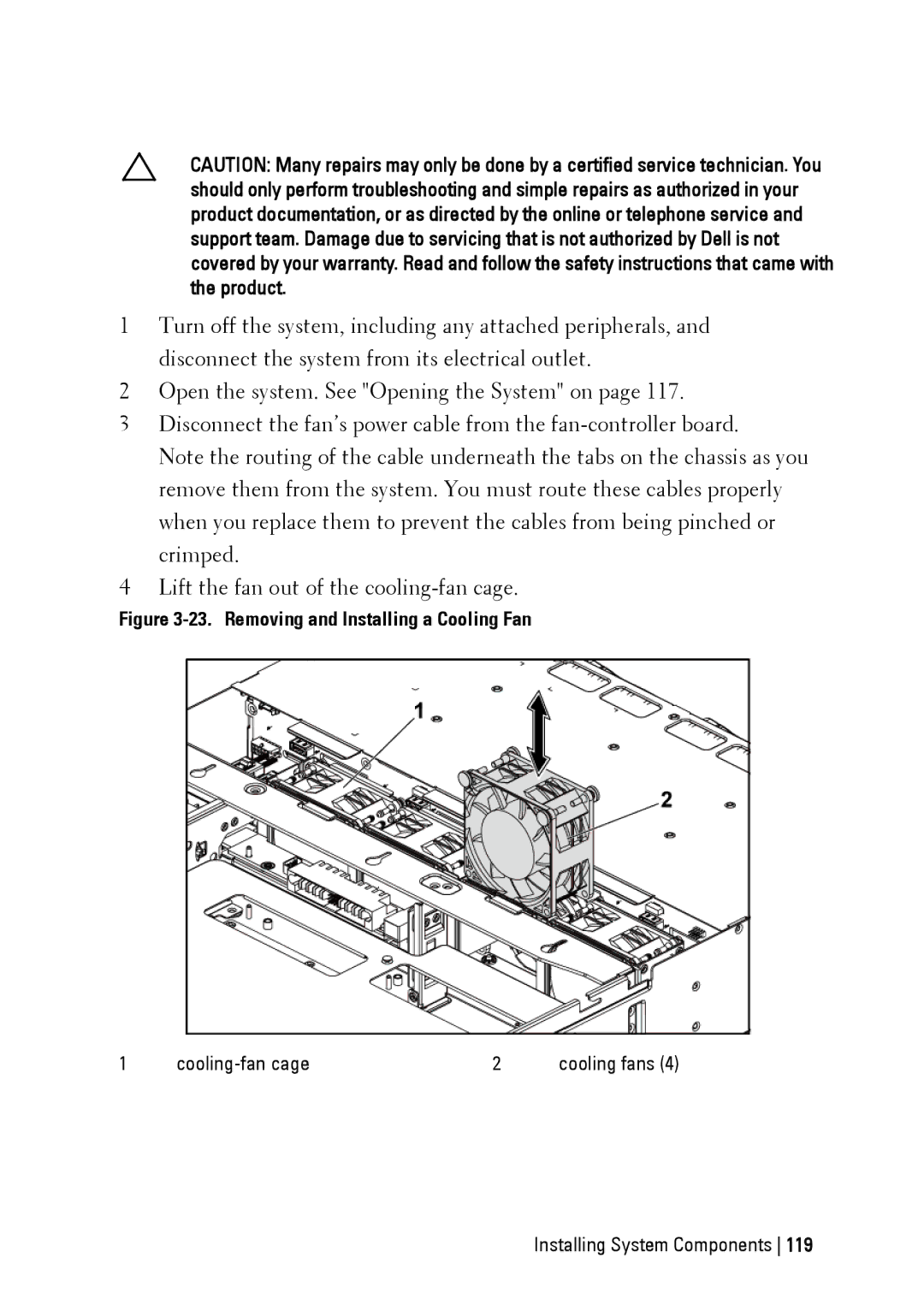 Dell C6145 manual Removing and Installing a Cooling Fan 