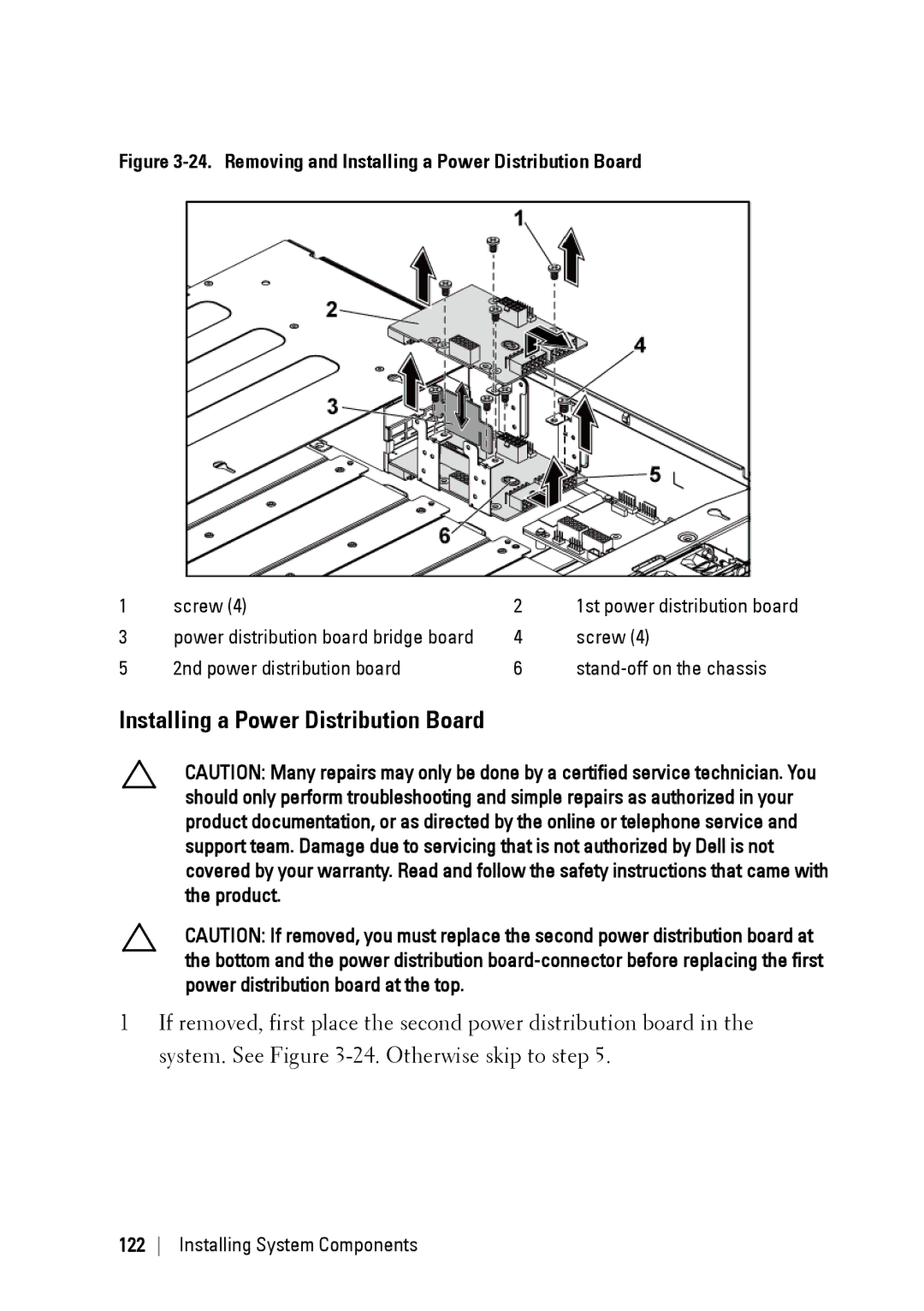 Dell C6145 manual Removing and Installing a Power Distribution Board 