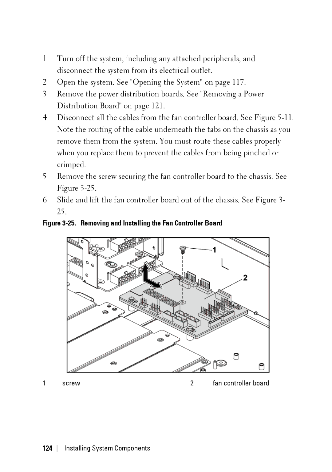 Dell C6145 manual Removing and Installing the Fan Controller Board 