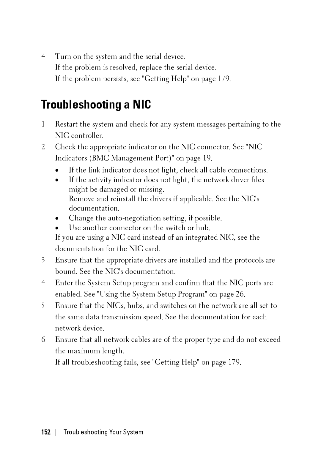 Dell C6145 manual Troubleshooting a NIC 