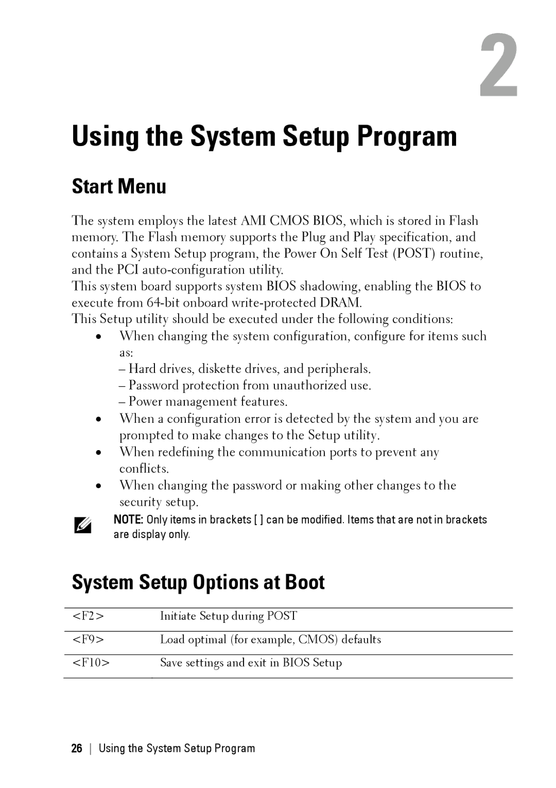 Dell C6145 manual Start Menu, System Setup Options at Boot 