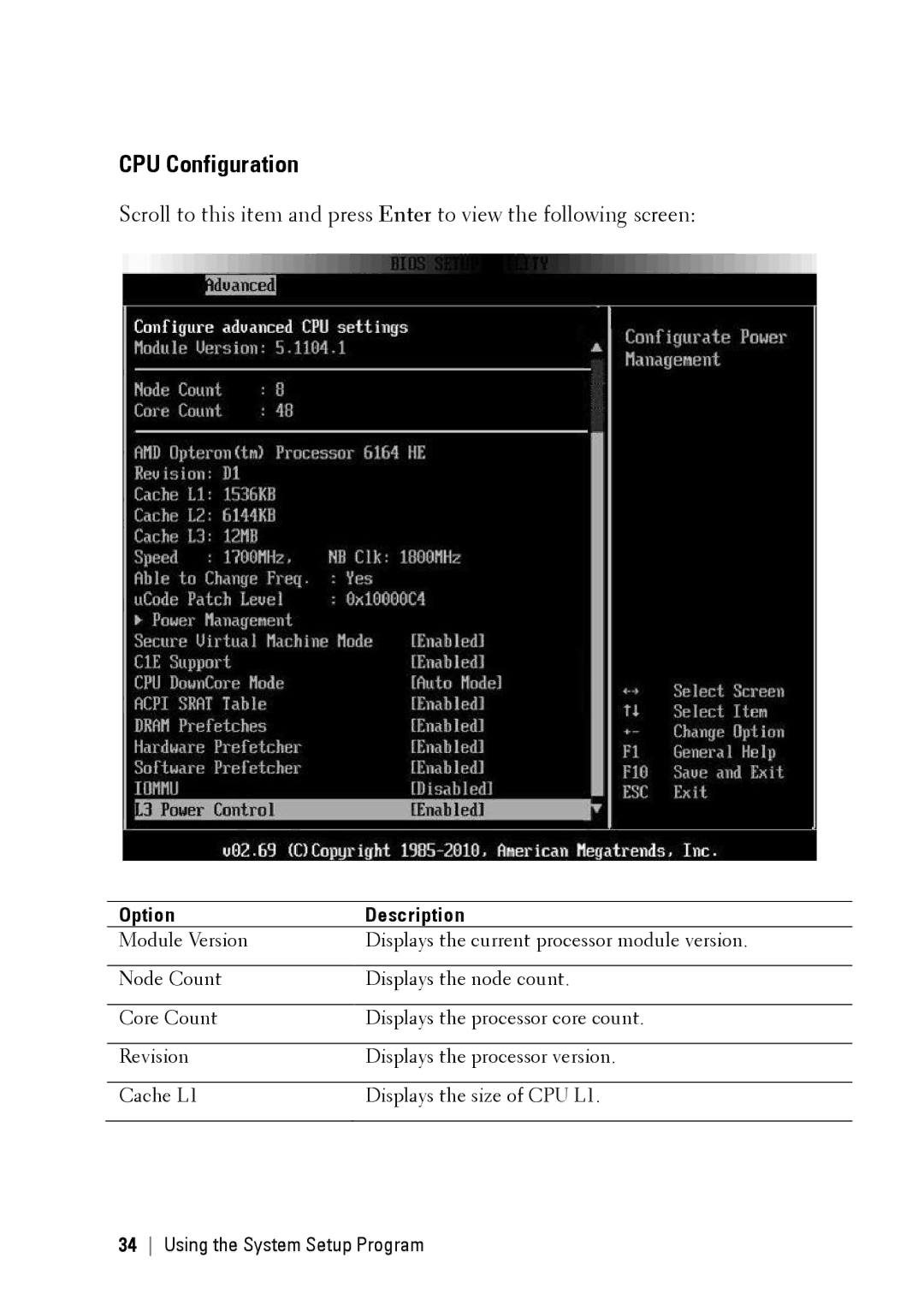 Dell C6145 manual CPU Configuration 