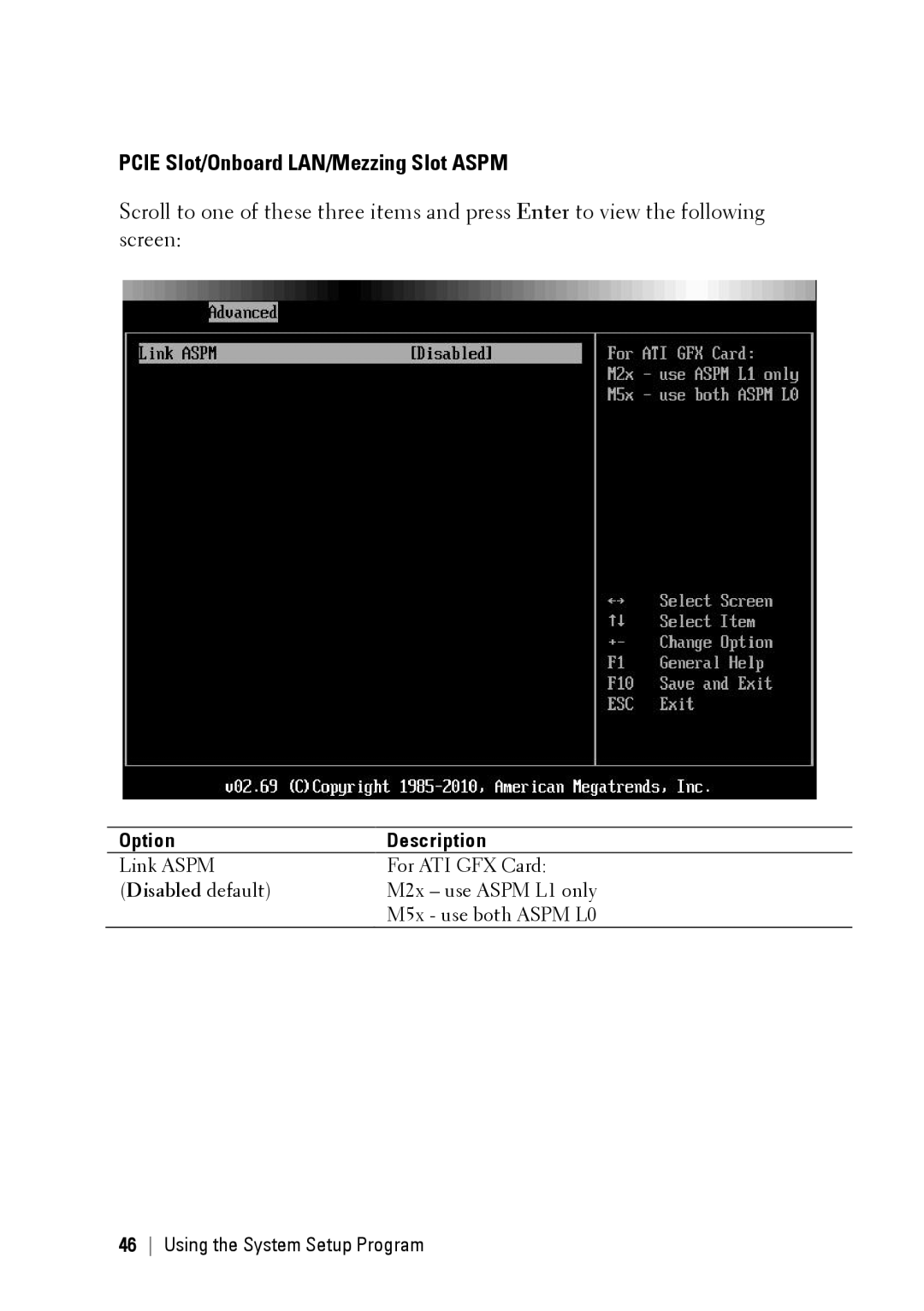 Dell C6145 manual Pcie Slot/Onboard LAN/Mezzing Slot Aspm 