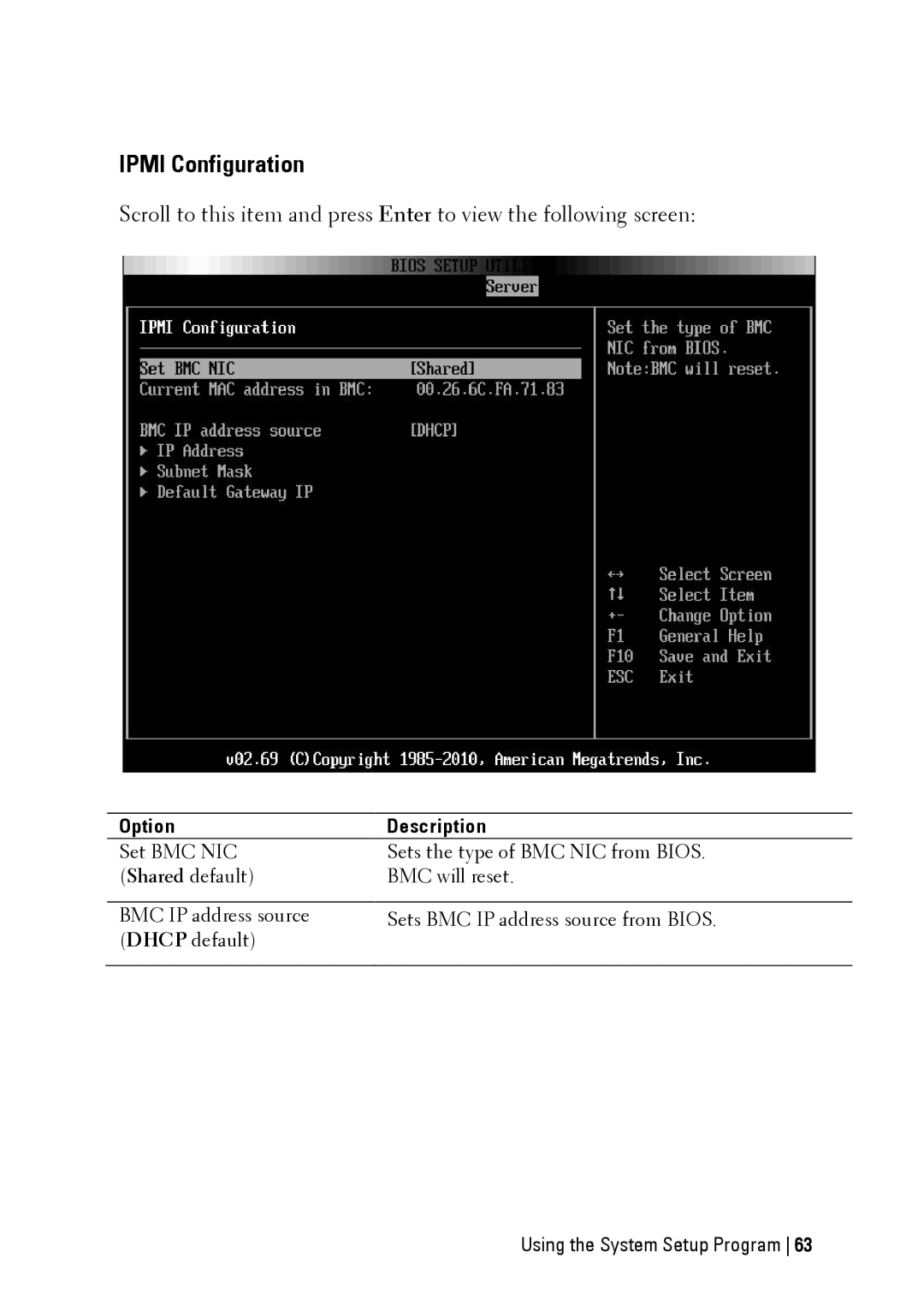 Dell C6145 manual Ipmi Configuration 