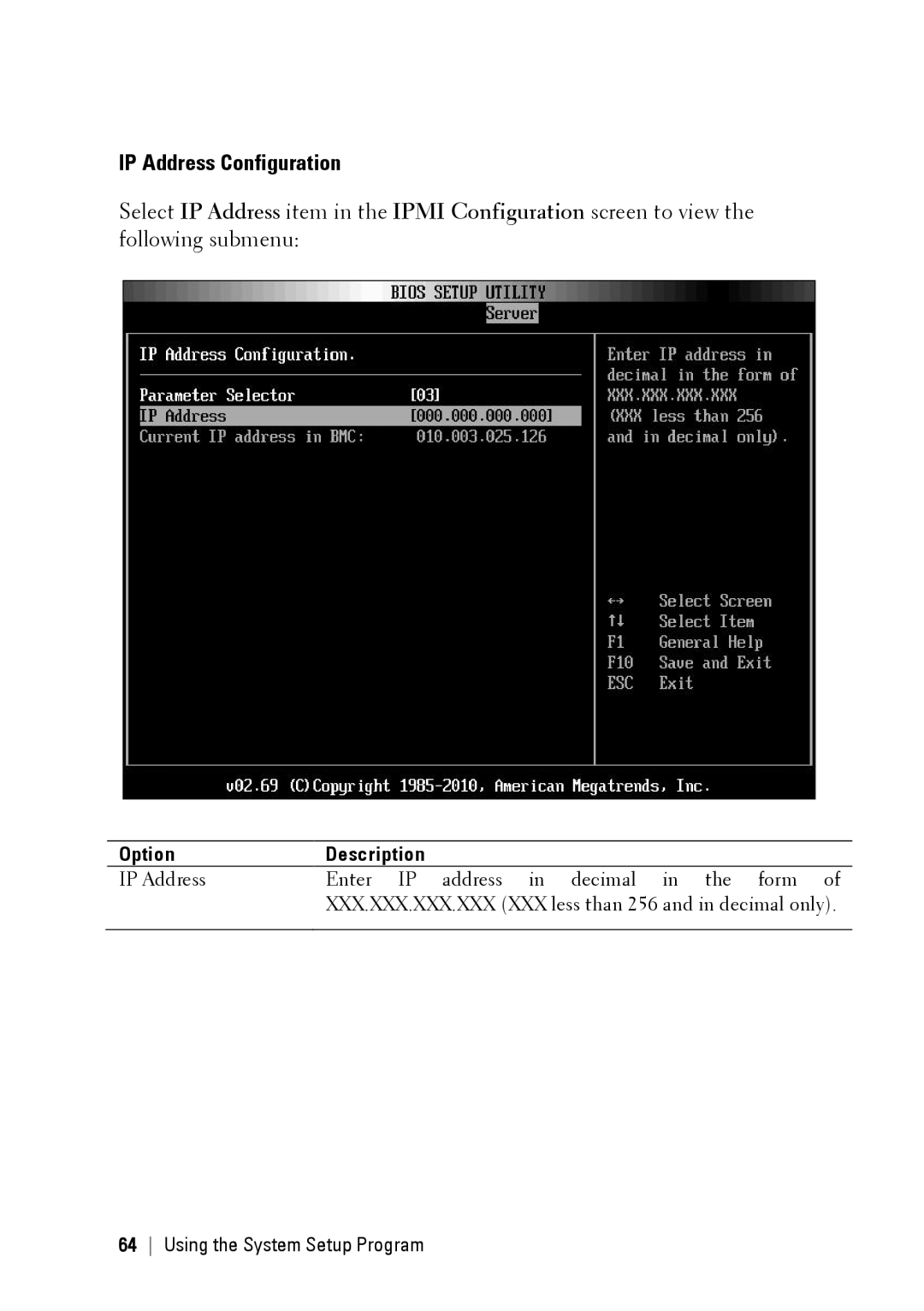 Dell C6145 manual IP Address Configuration 