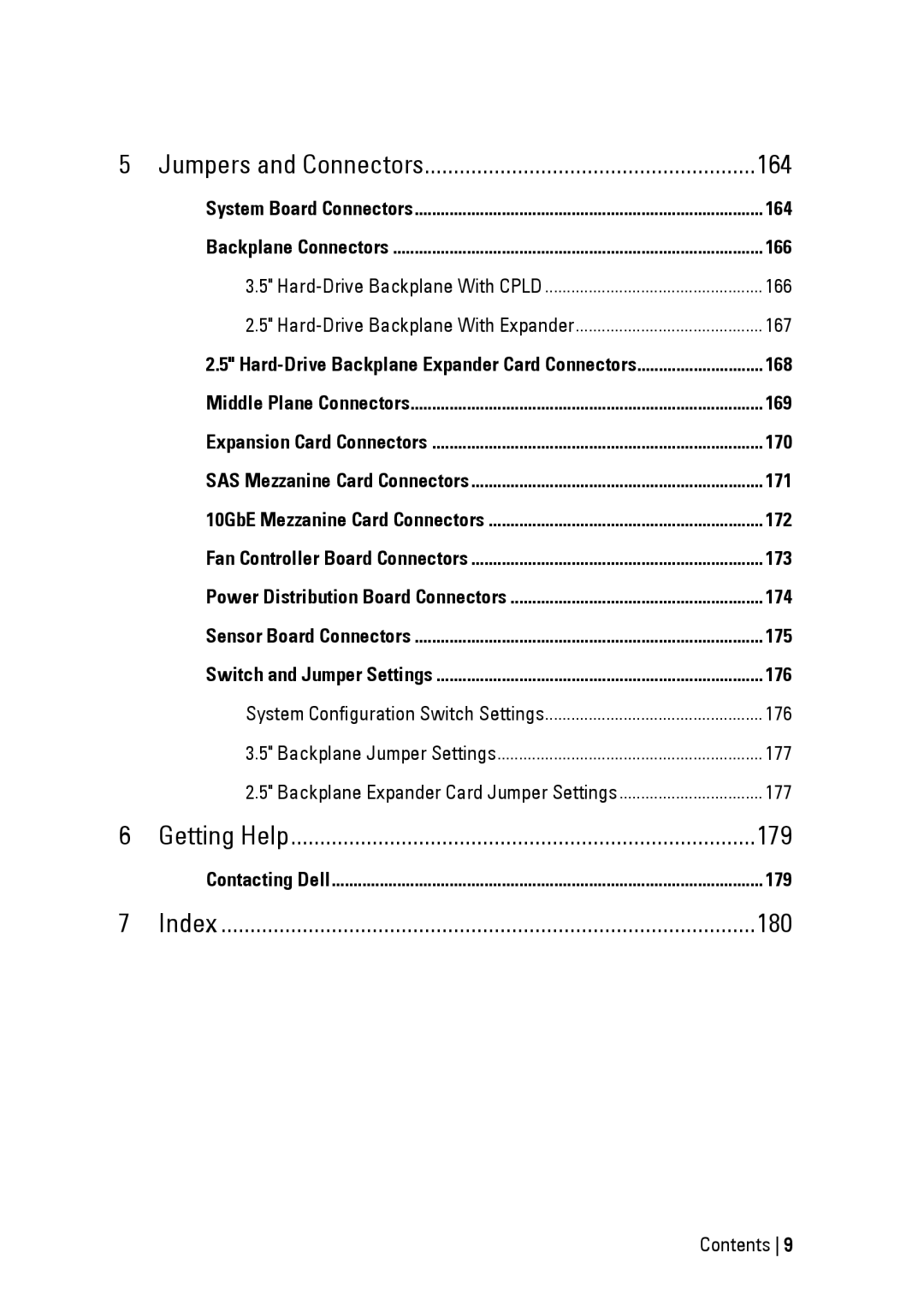 Dell C6145 manual 164, 166, 168, 169, 170, 171, 172, 173, 174, 175, 176, 179 