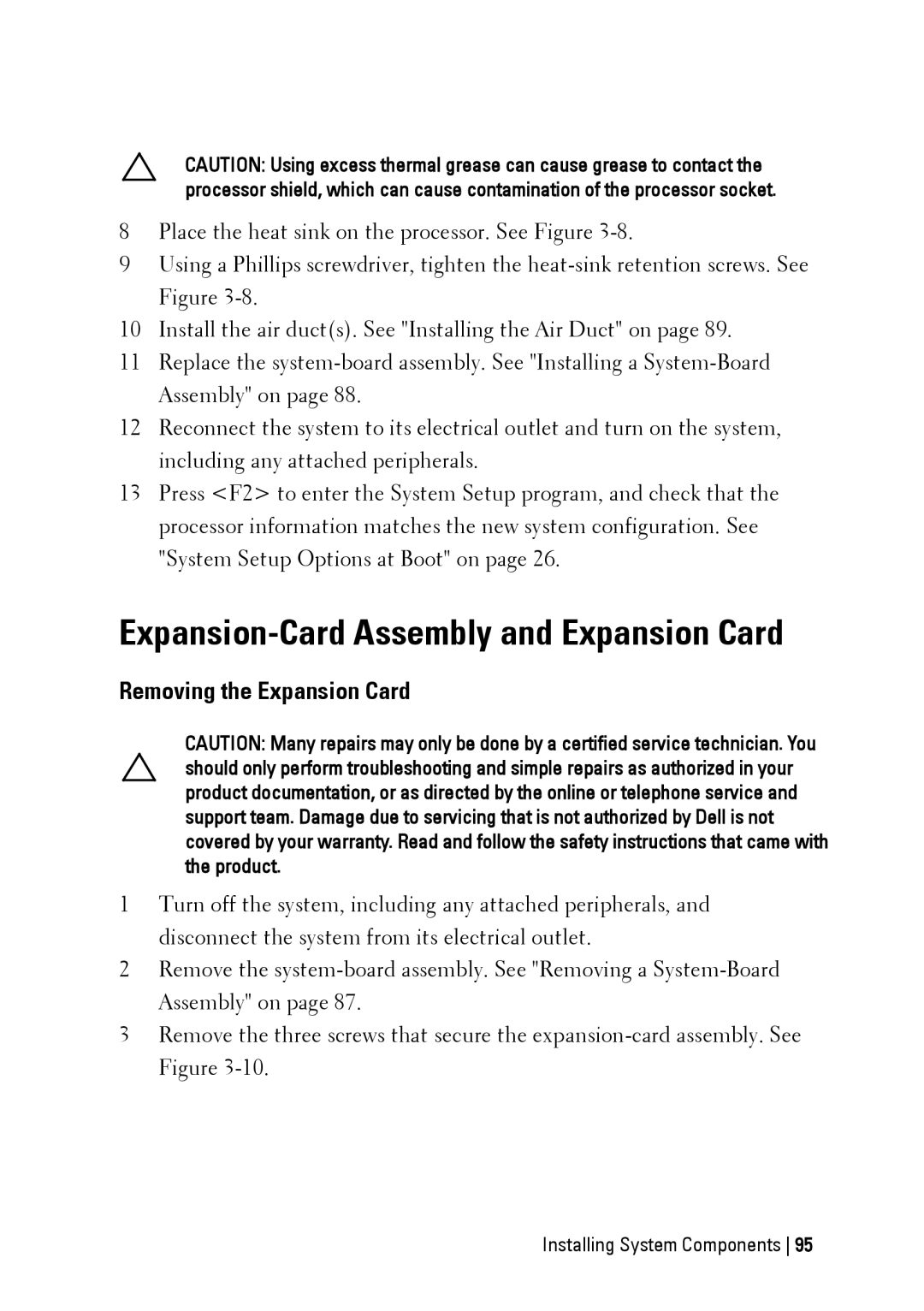 Dell C6145 manual Expansion-Card Assembly and Expansion Card, Removing the Expansion Card 