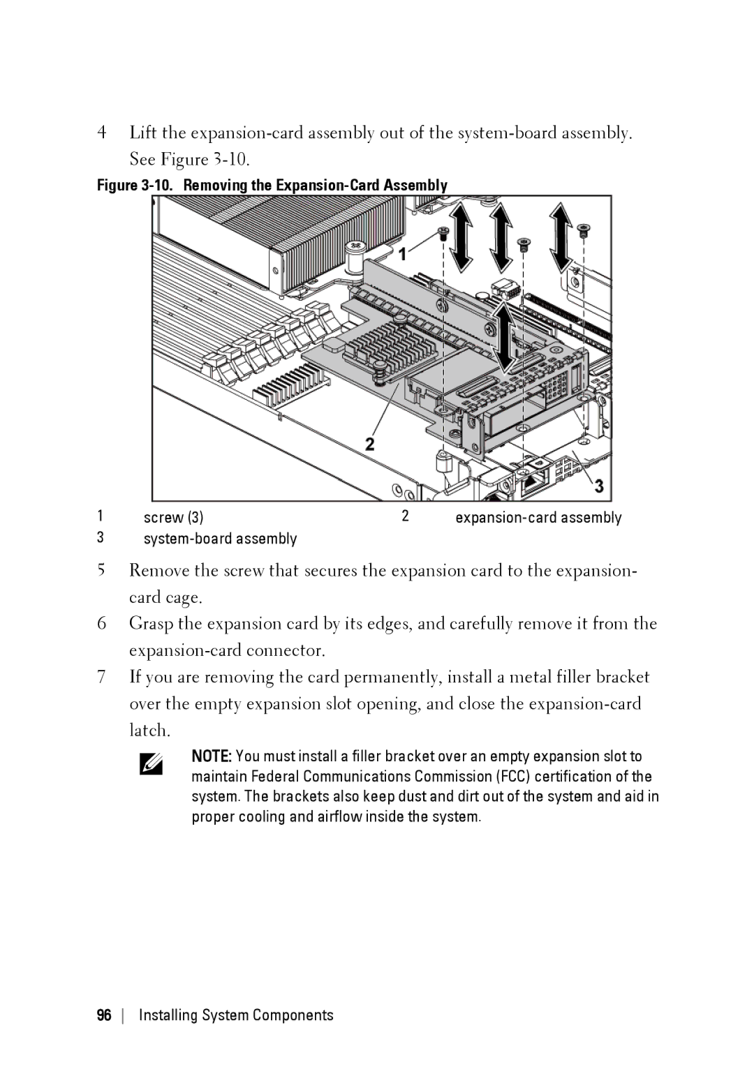 Dell C6145 manual Removing the Expansion-Card Assembly 