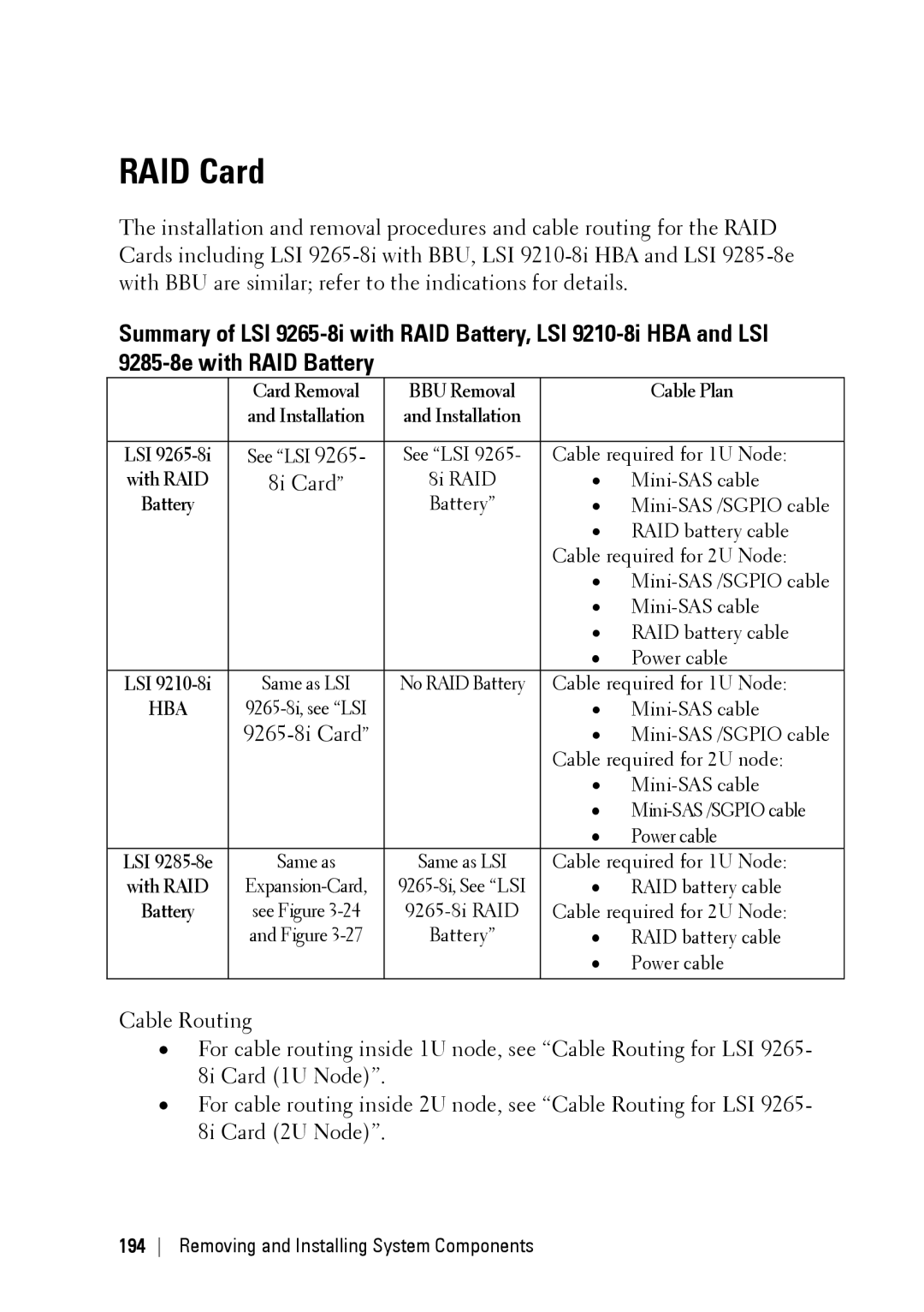 Dell C6220 II owner manual RAID Card, Cable Plan 