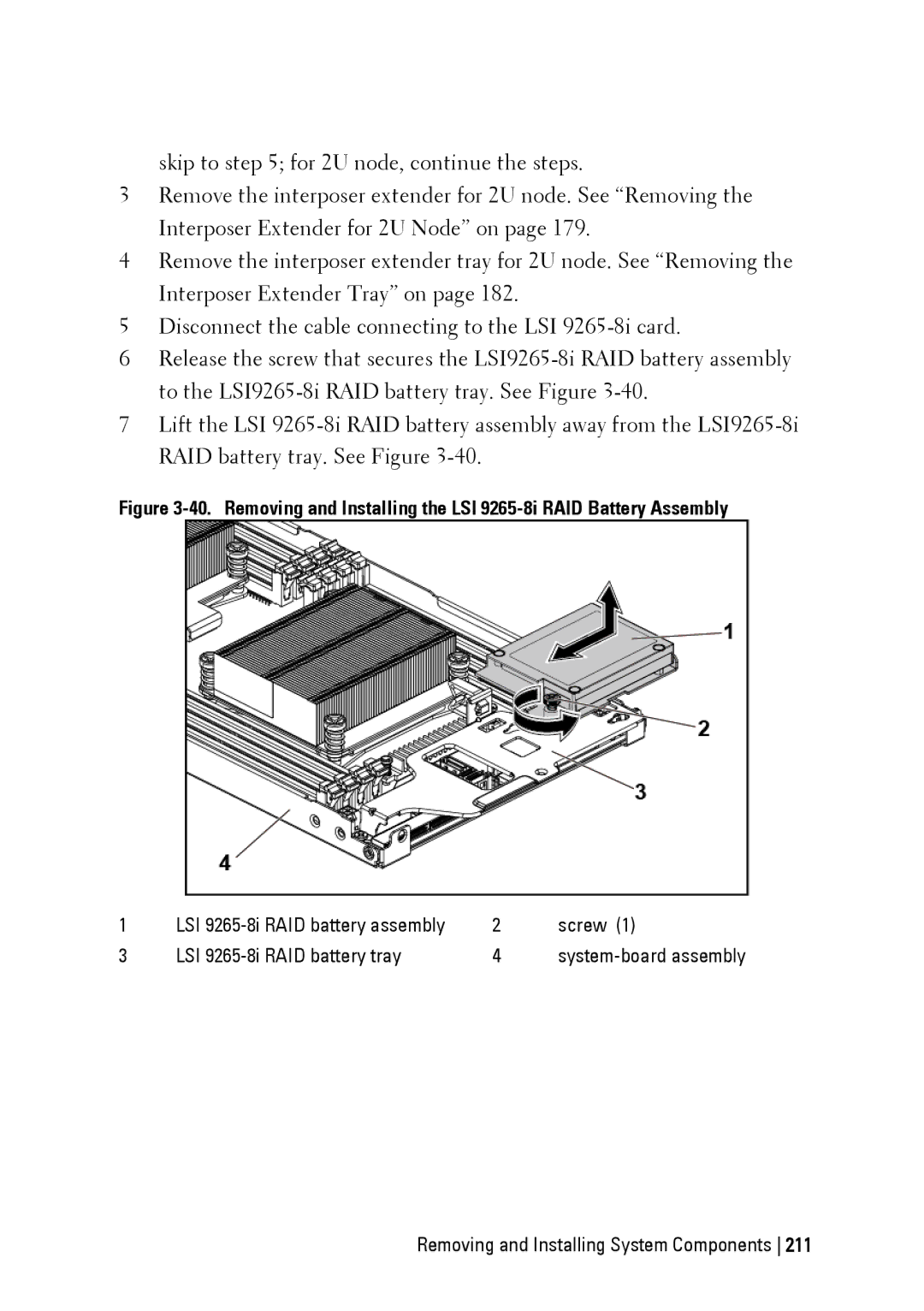 Dell C6220 II owner manual RAID battery assembly Screw, RAID battery tray 