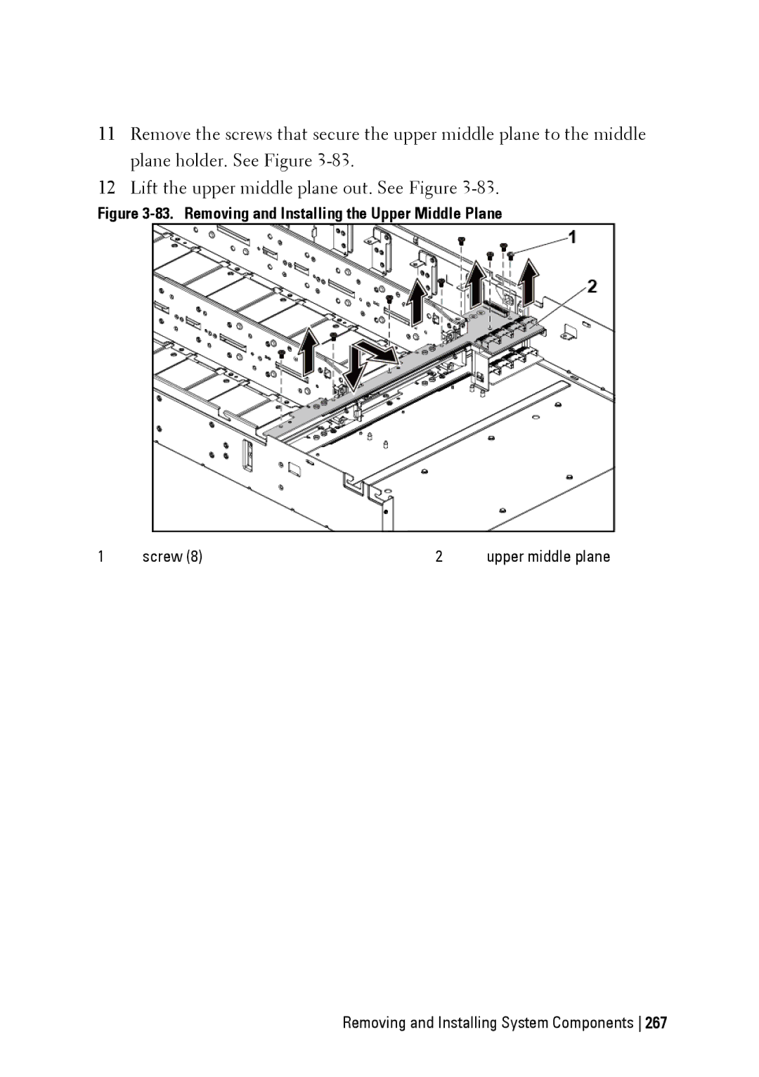 Dell C6220 II owner manual Removing and Installing the Upper Middle Plane 