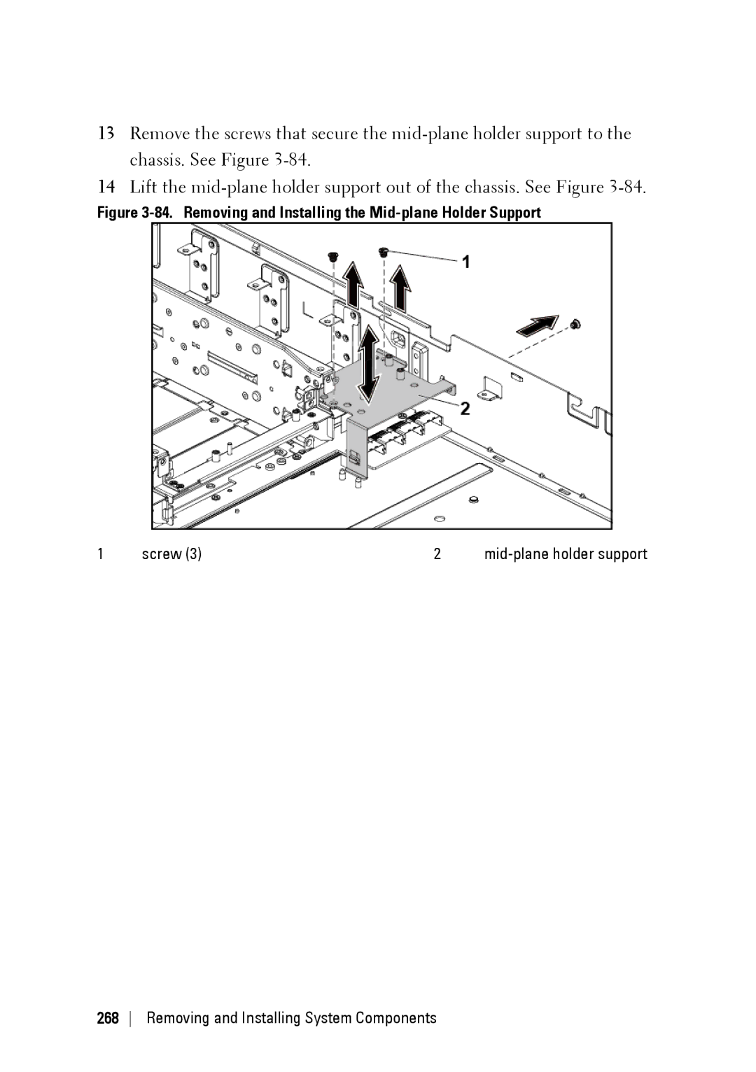 Dell C6220 II owner manual Removing and Installing the Mid-plane Holder Support 