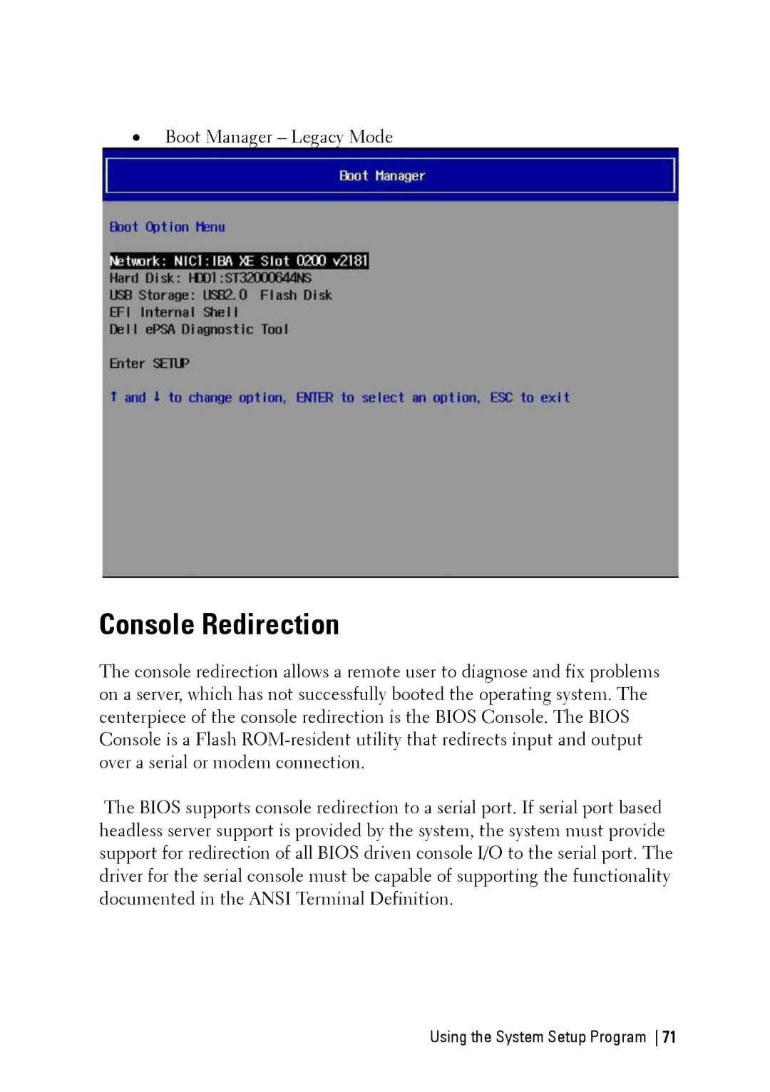 Dell C6220 II owner manual Console Redirection 