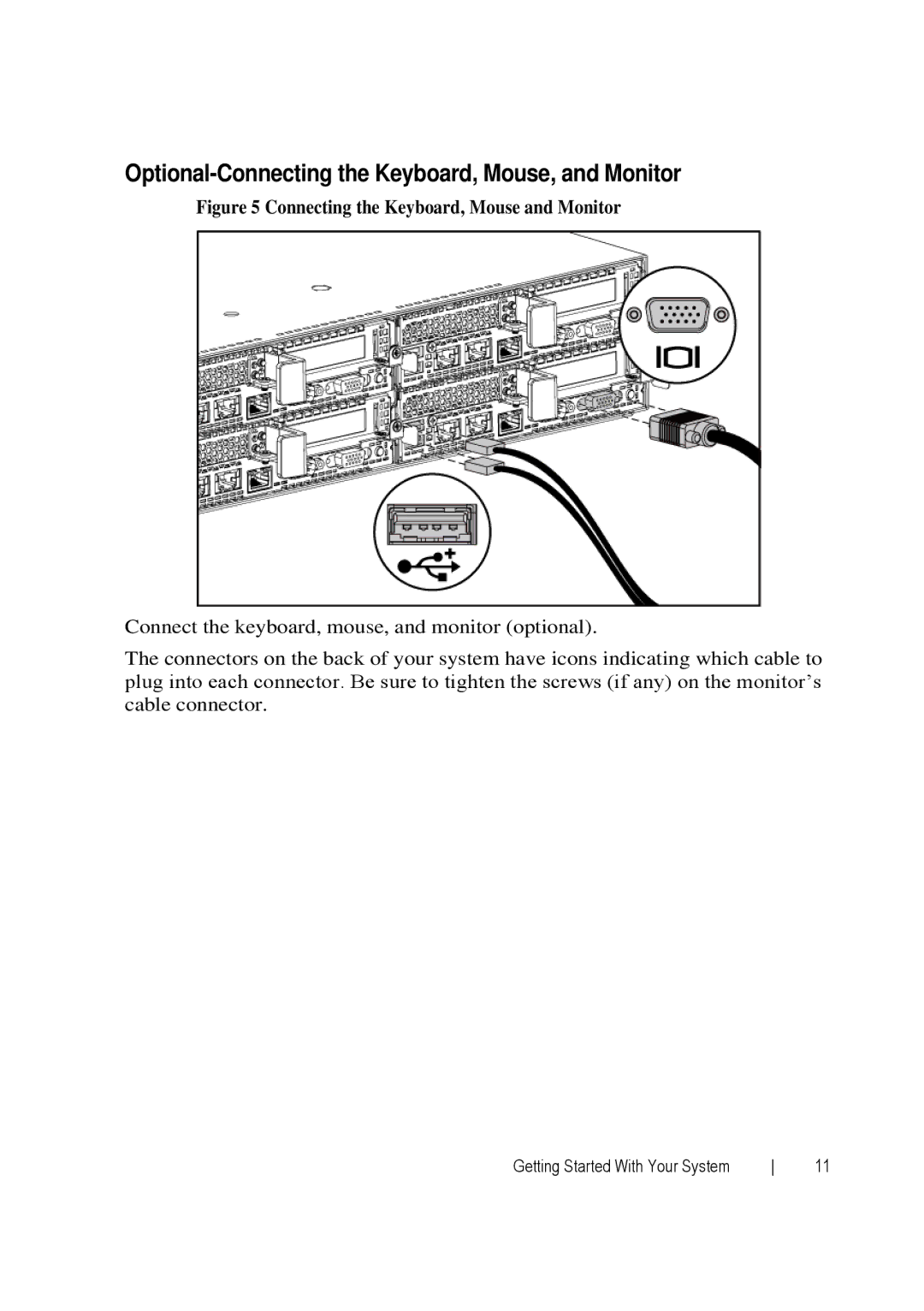 Dell C6220 manual Optional-Connecting the Keyboard, Mouse, and Monitor 